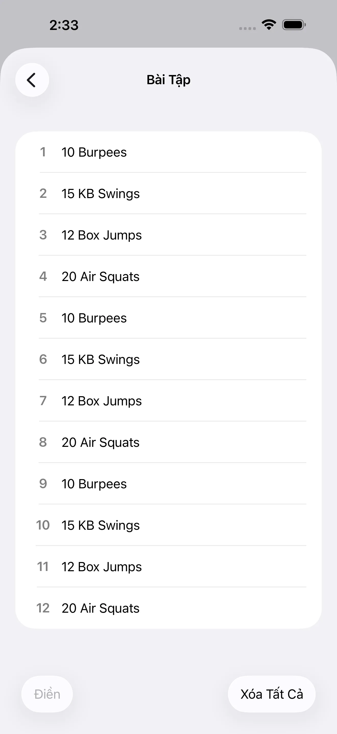 EMOM editor with named rounds
