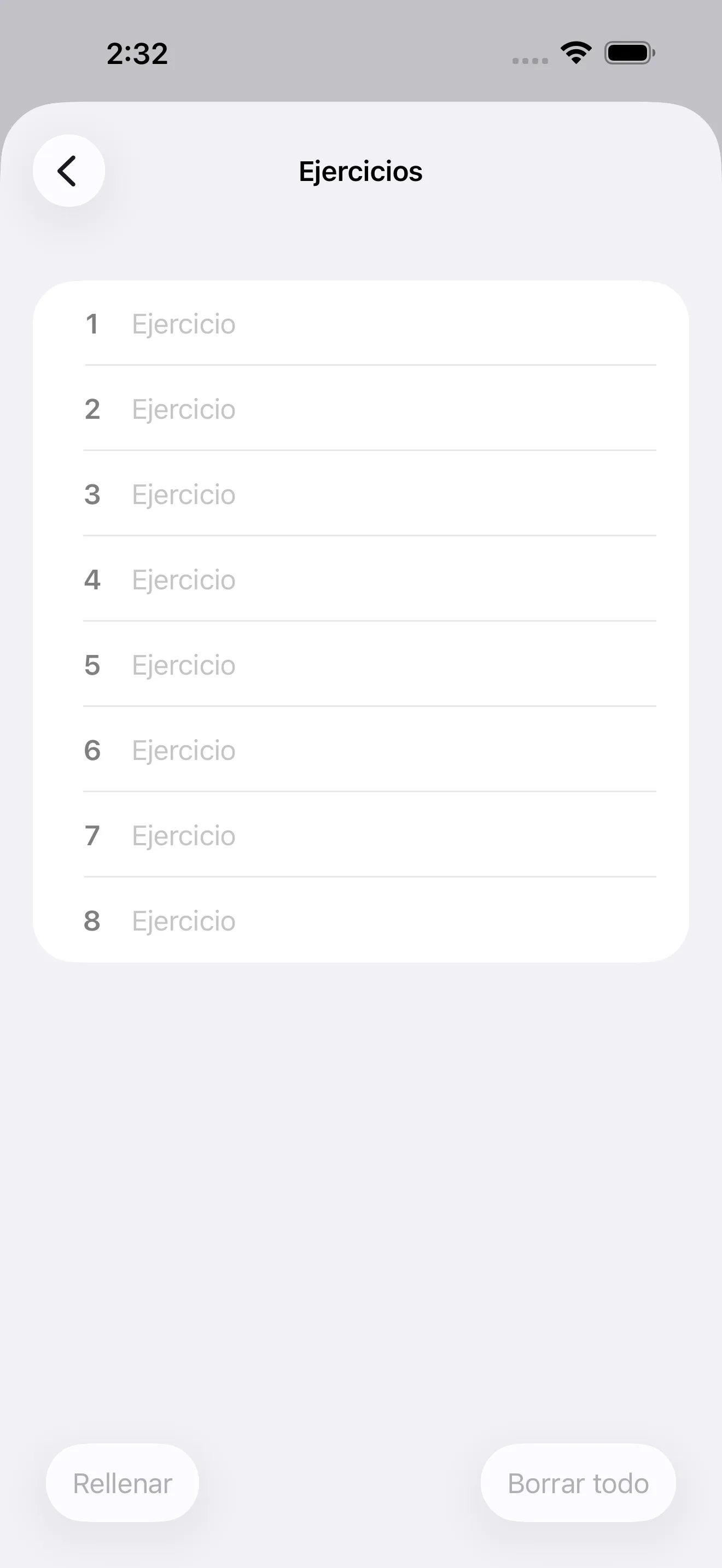 Tabata editor with exercise list