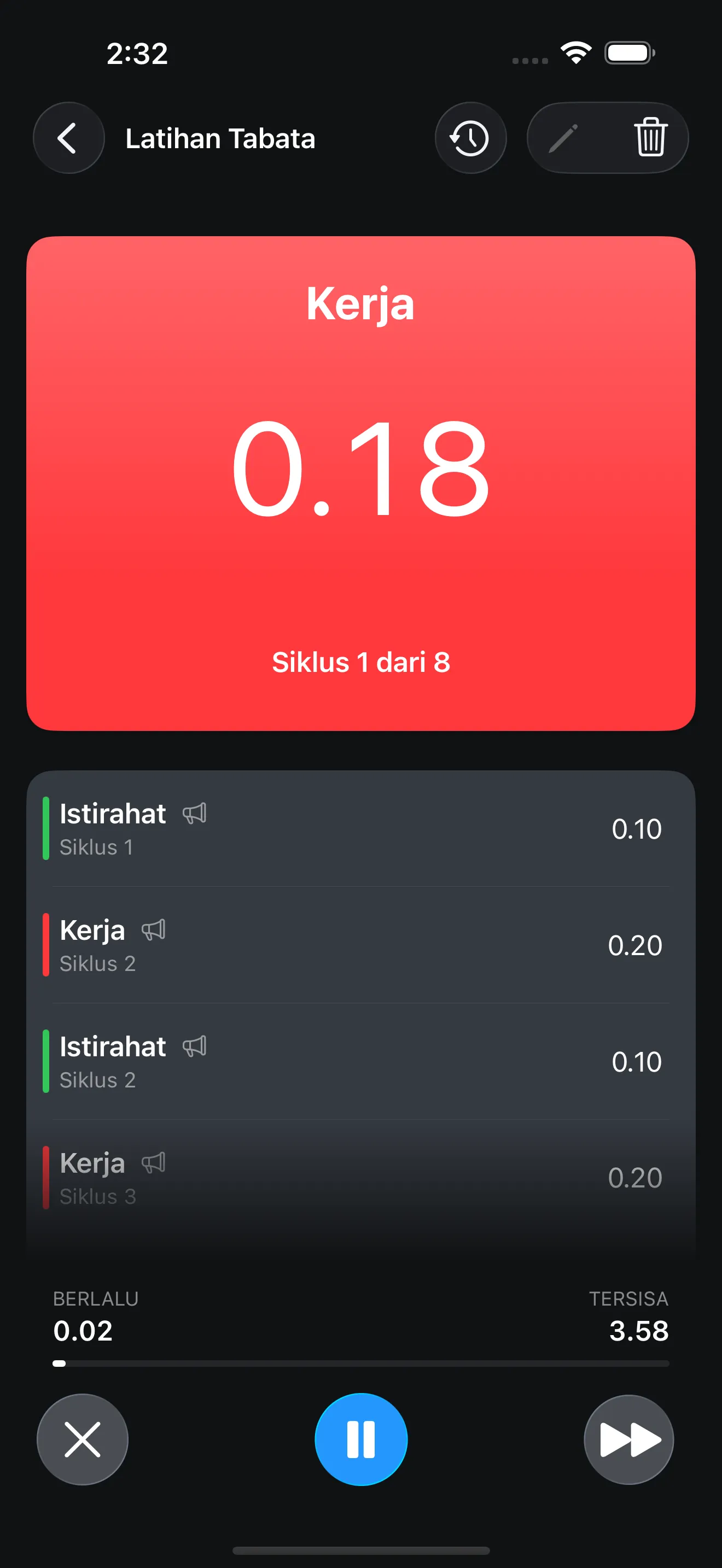 CrossFit Tabata timer running