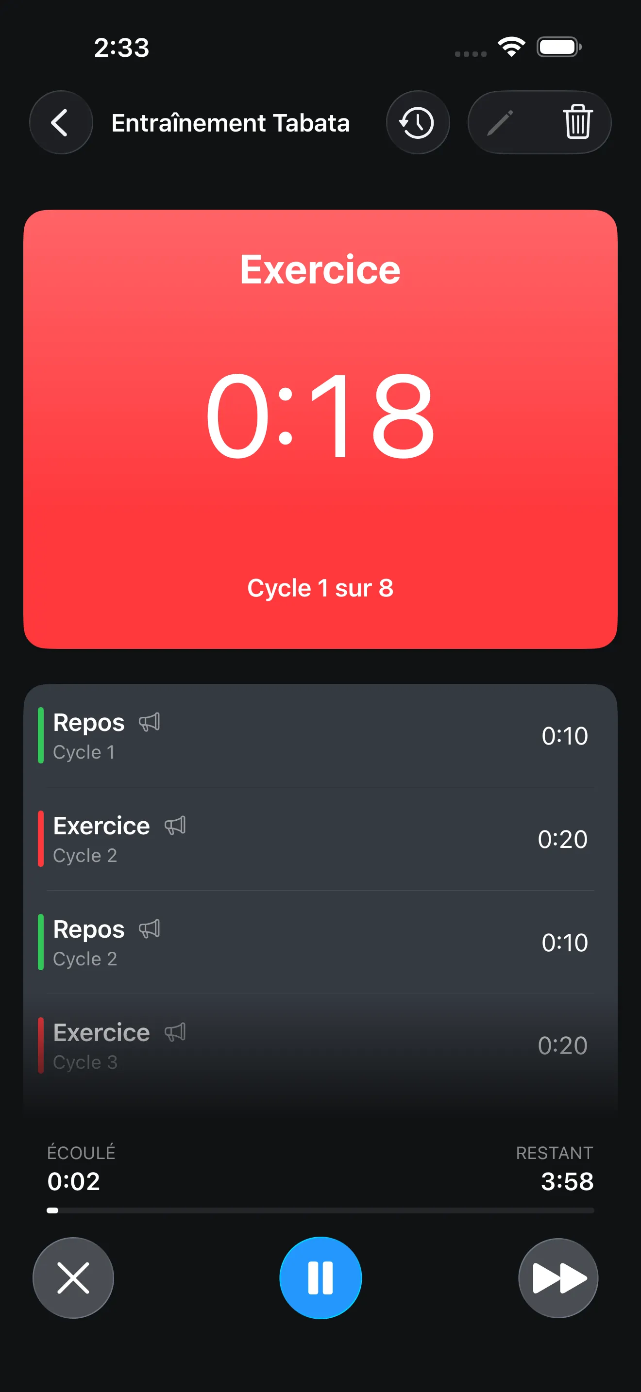 CrossFit Tabata timer running