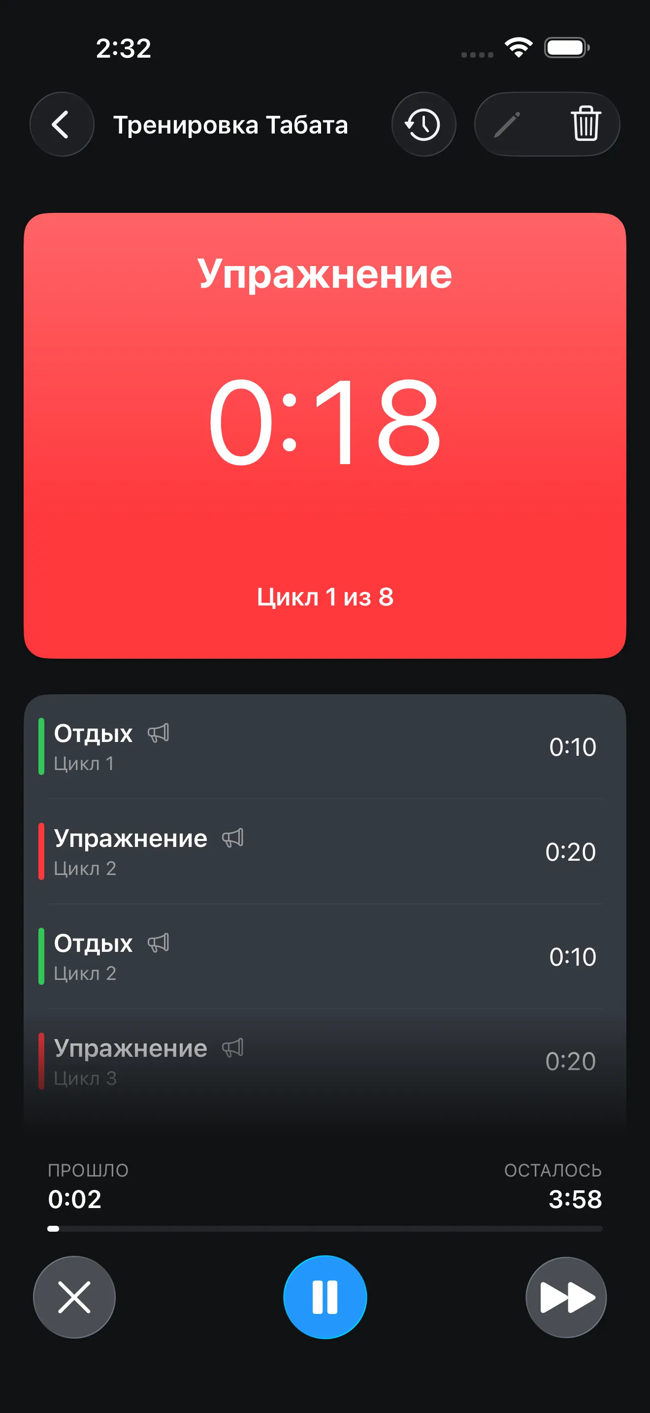 CrossFit Tabata timer running
