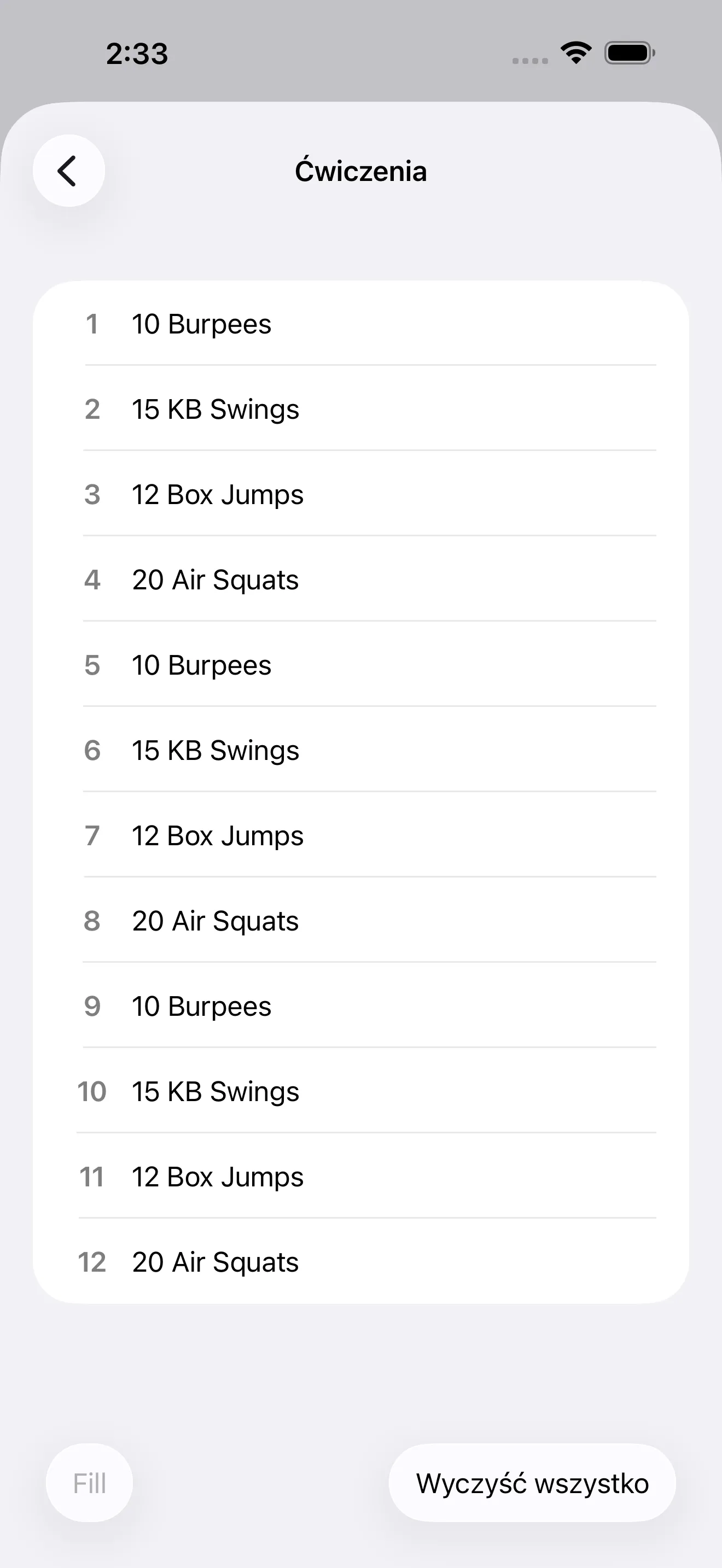 EMOM editor with named rounds