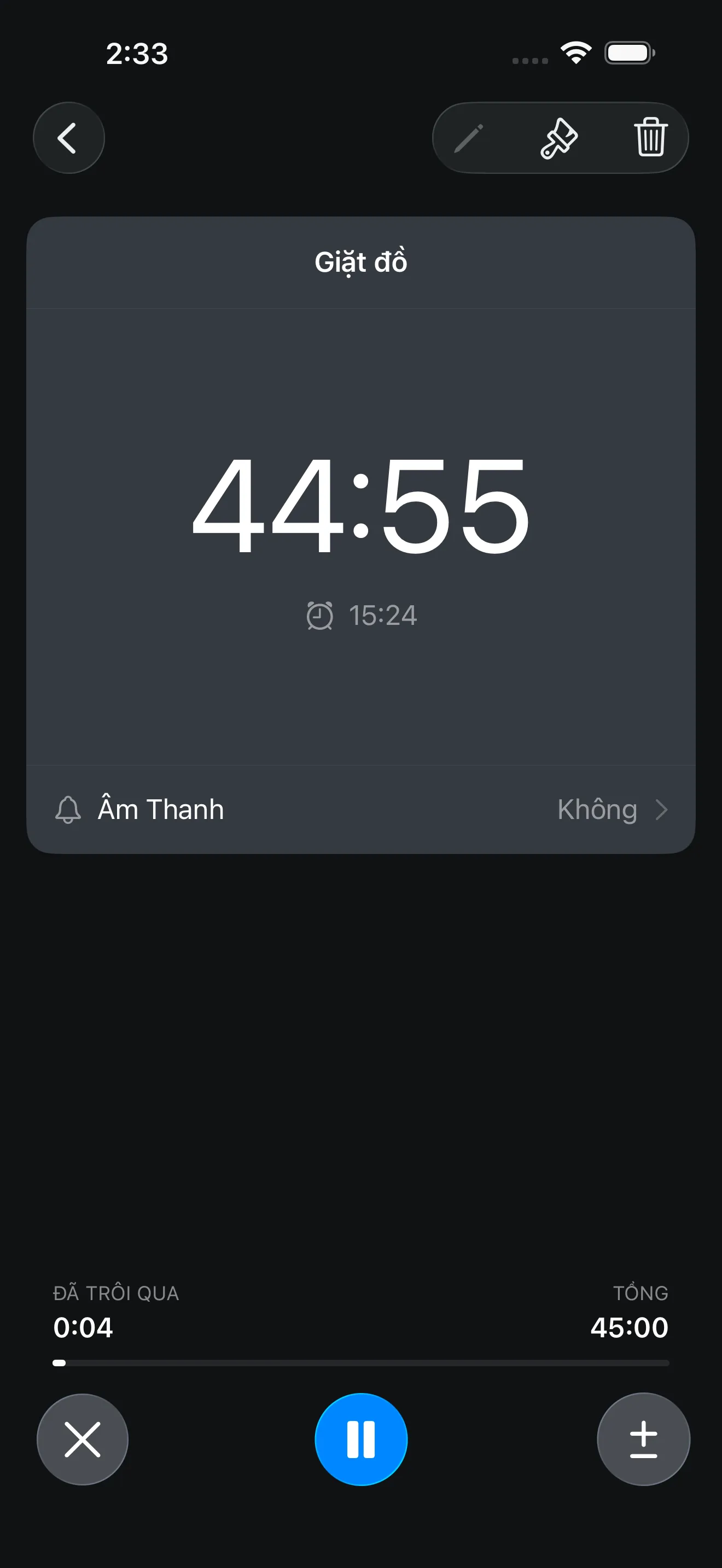 Countdown timer running with large time display
