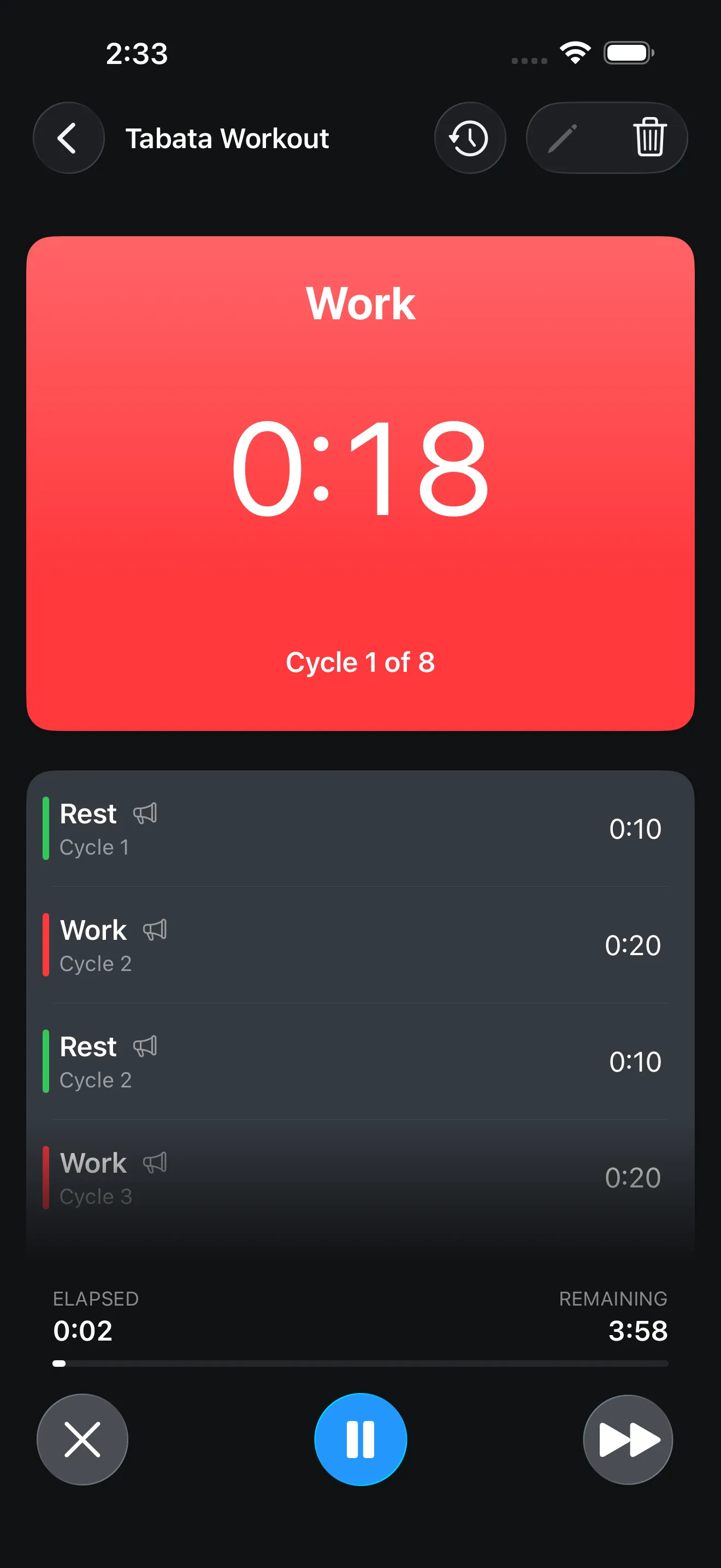 CrossFit Tabata timer running