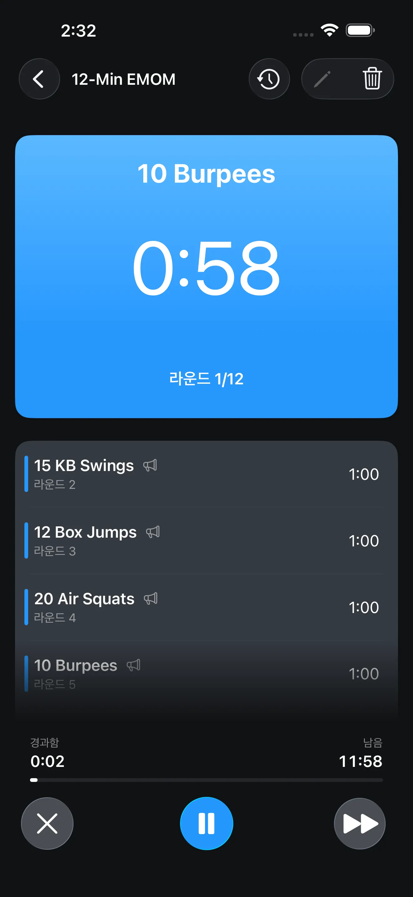CrossFit EMOM timer running