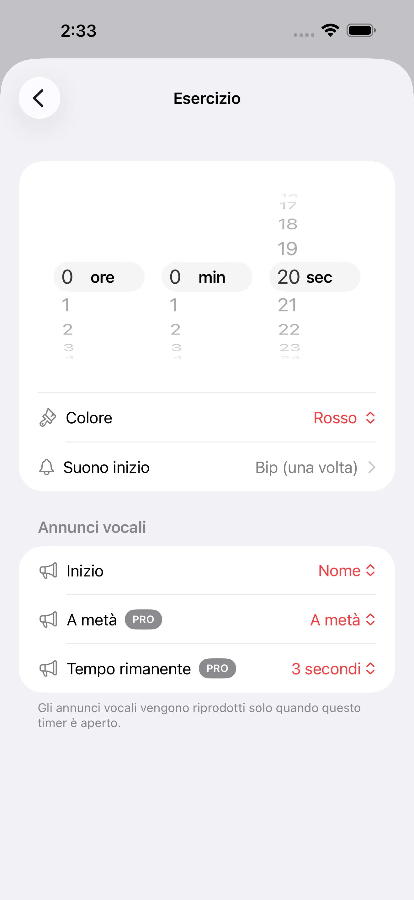 Tabata timer editor for work segments