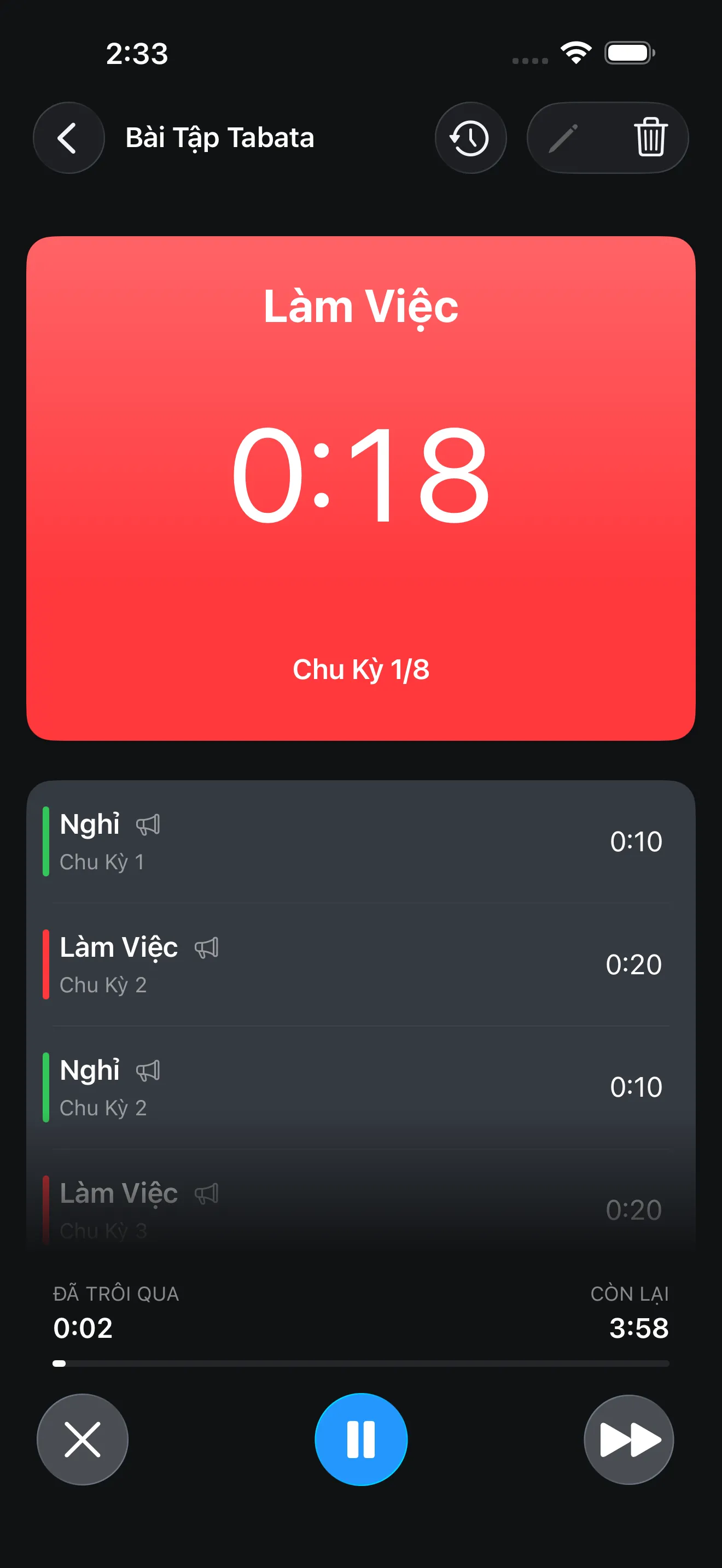 CrossFit Tabata timer running
