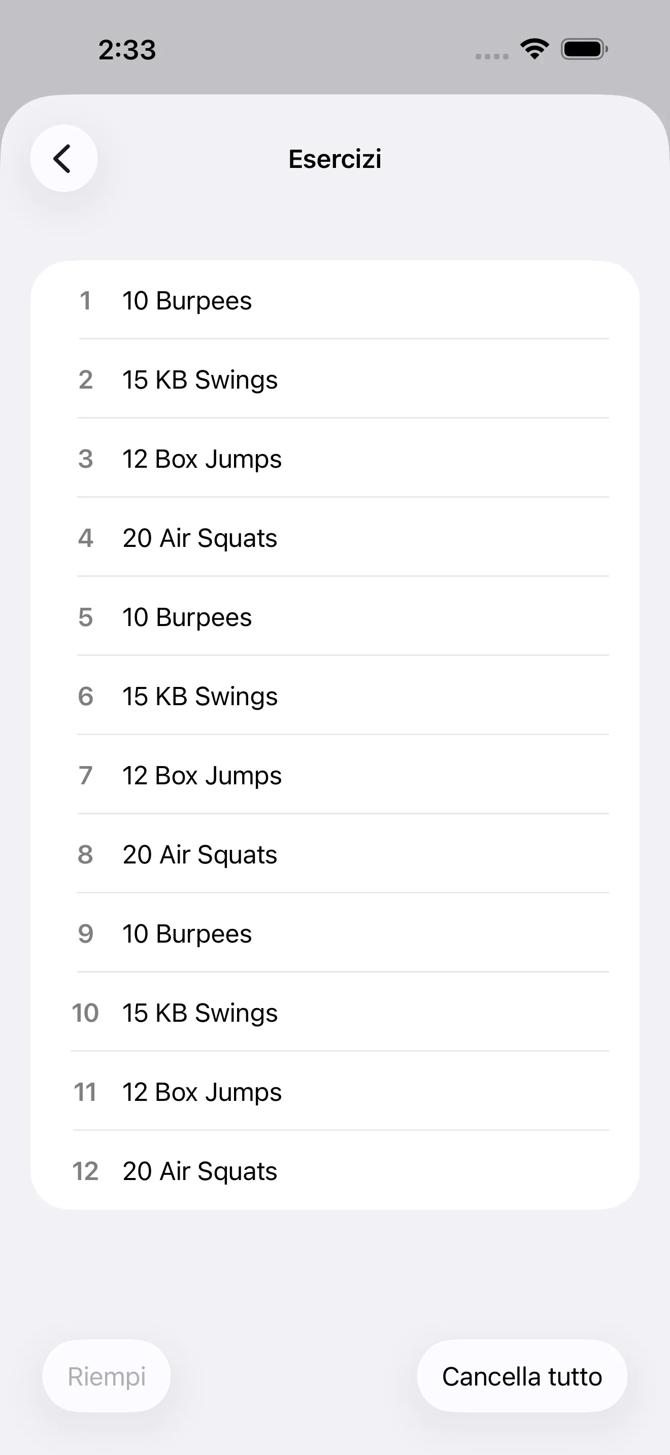 EMOM editor with named rounds
