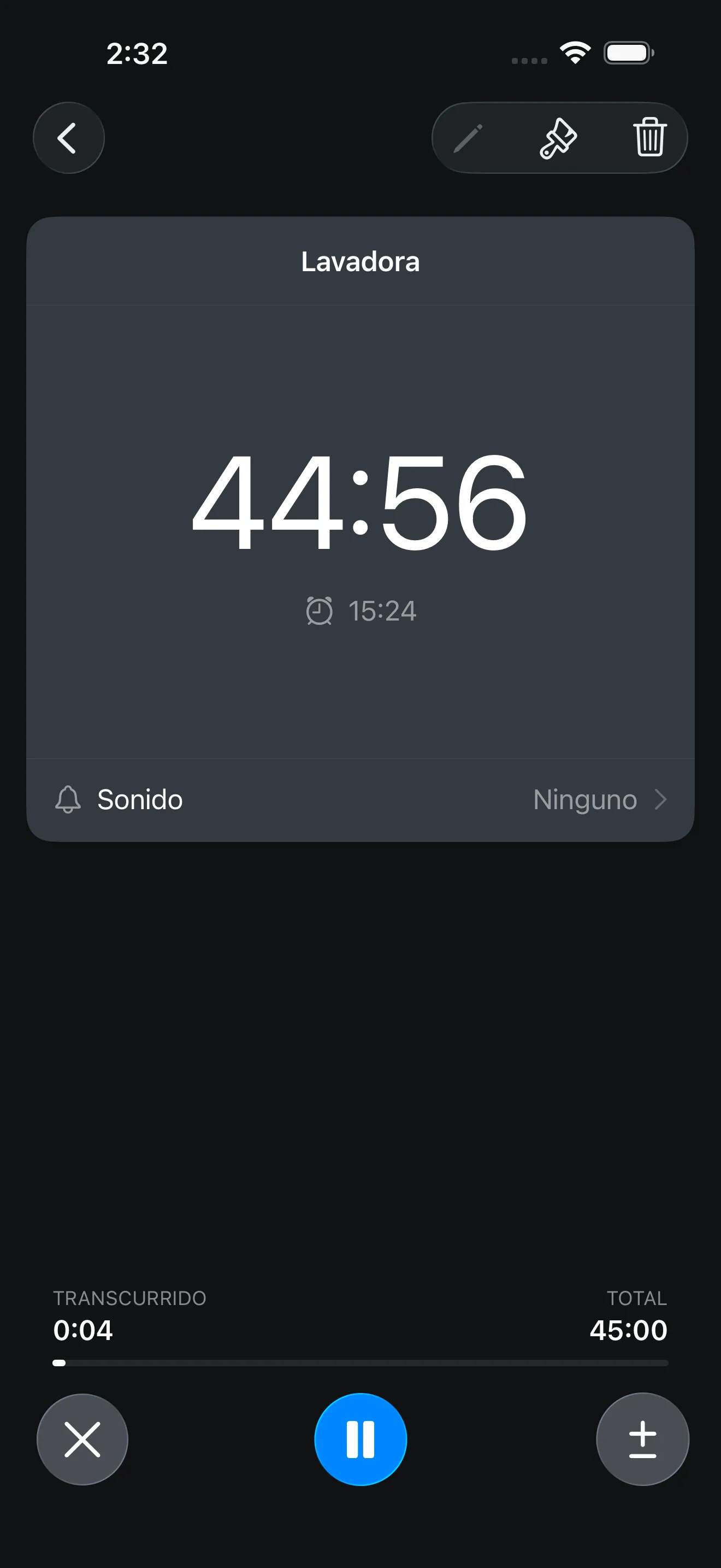 Countdown timer running with large time display
