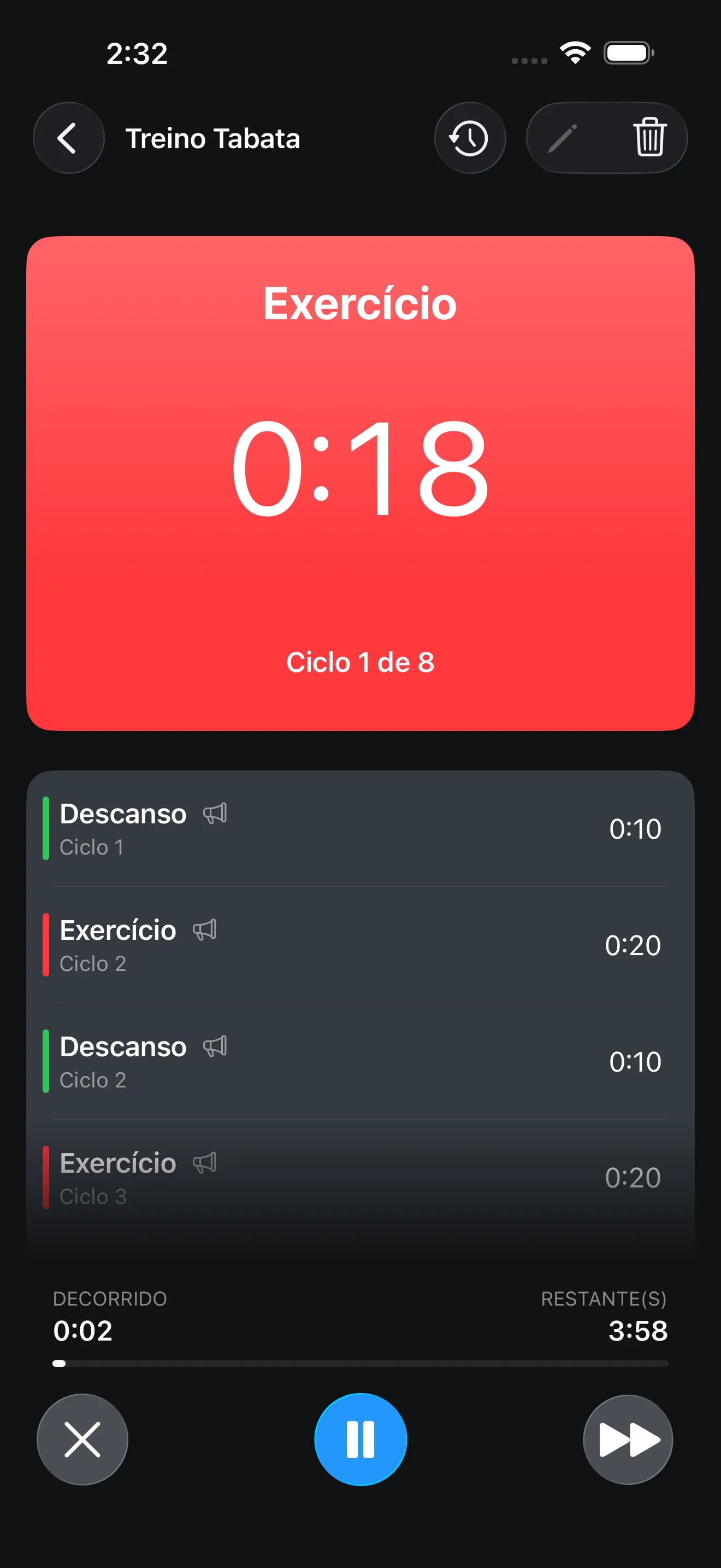 CrossFit Tabata timer running