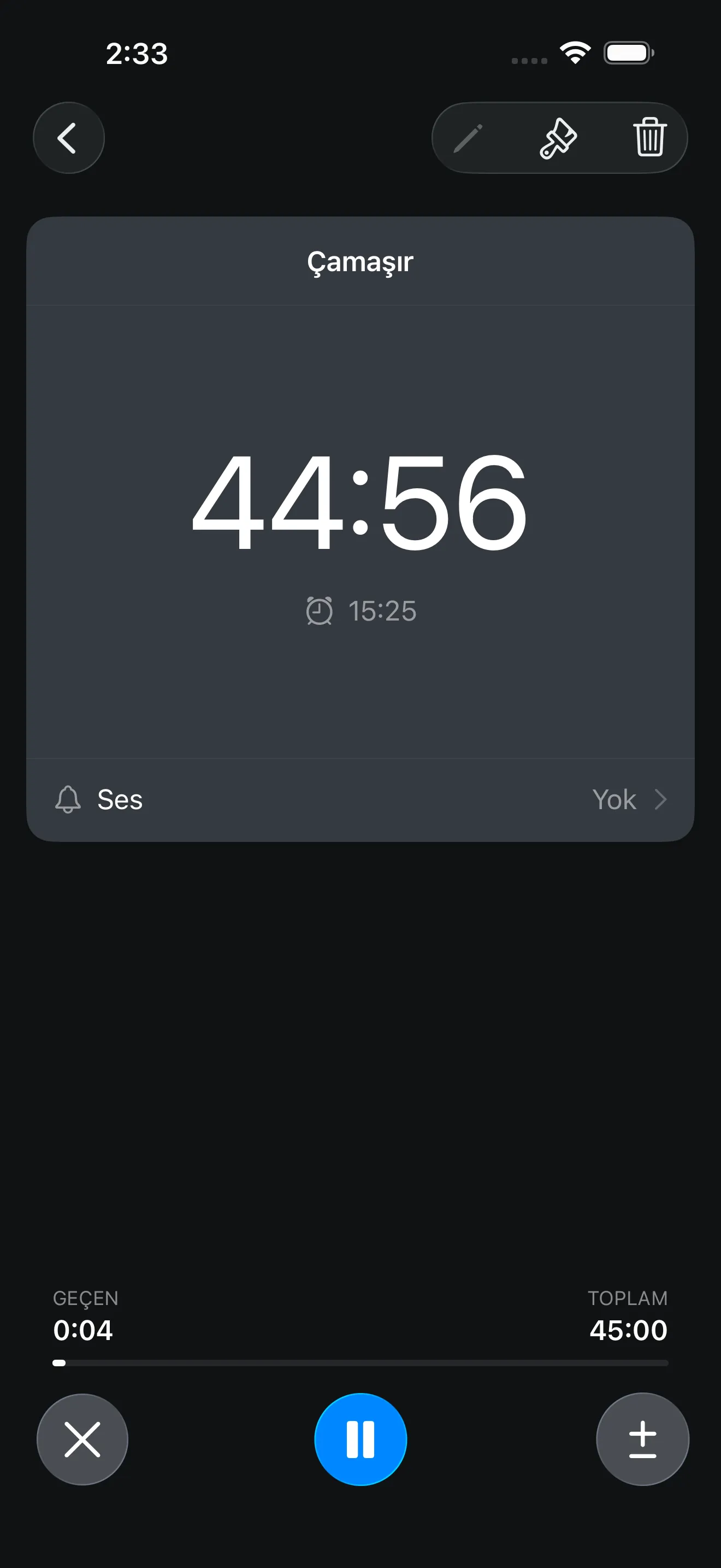 Countdown timer running with large time display
