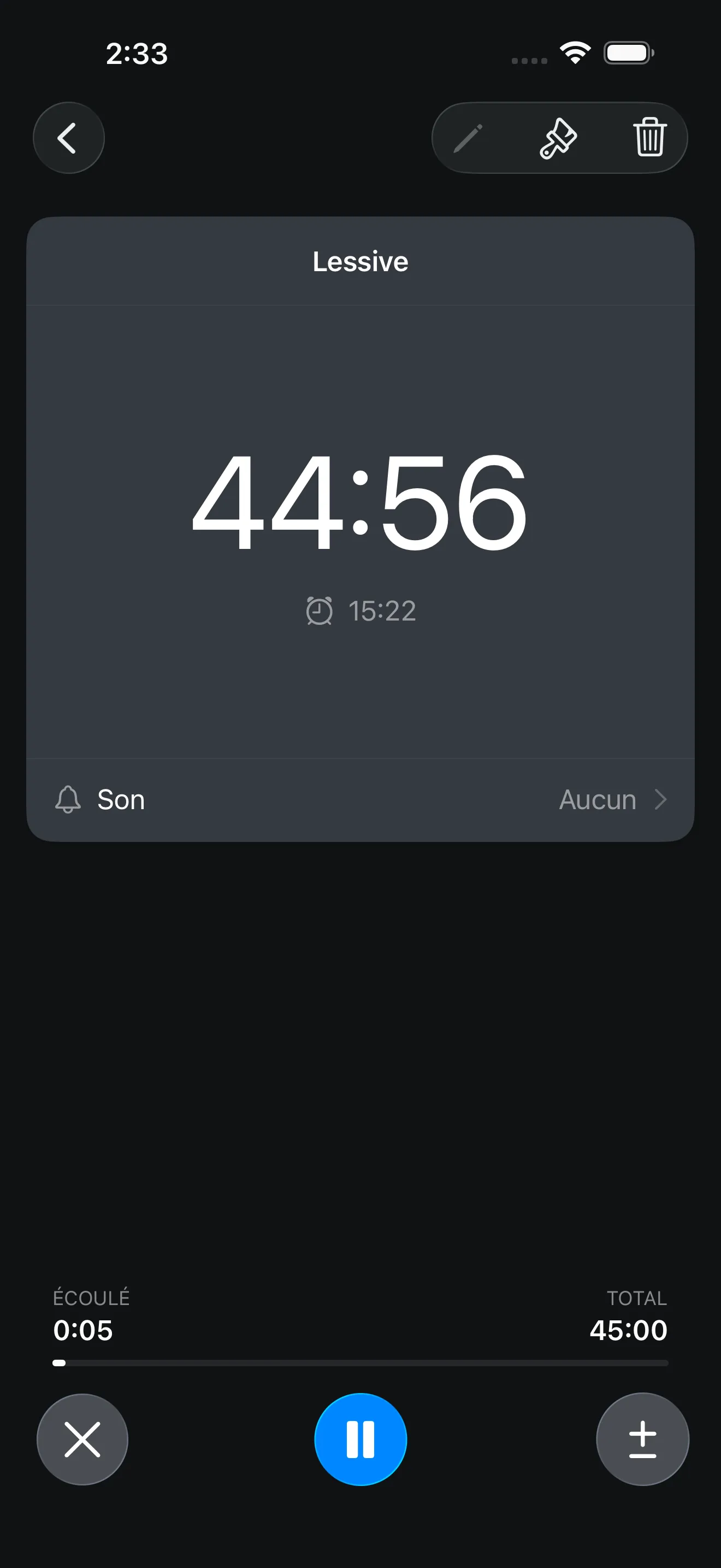Countdown timer running with large time display