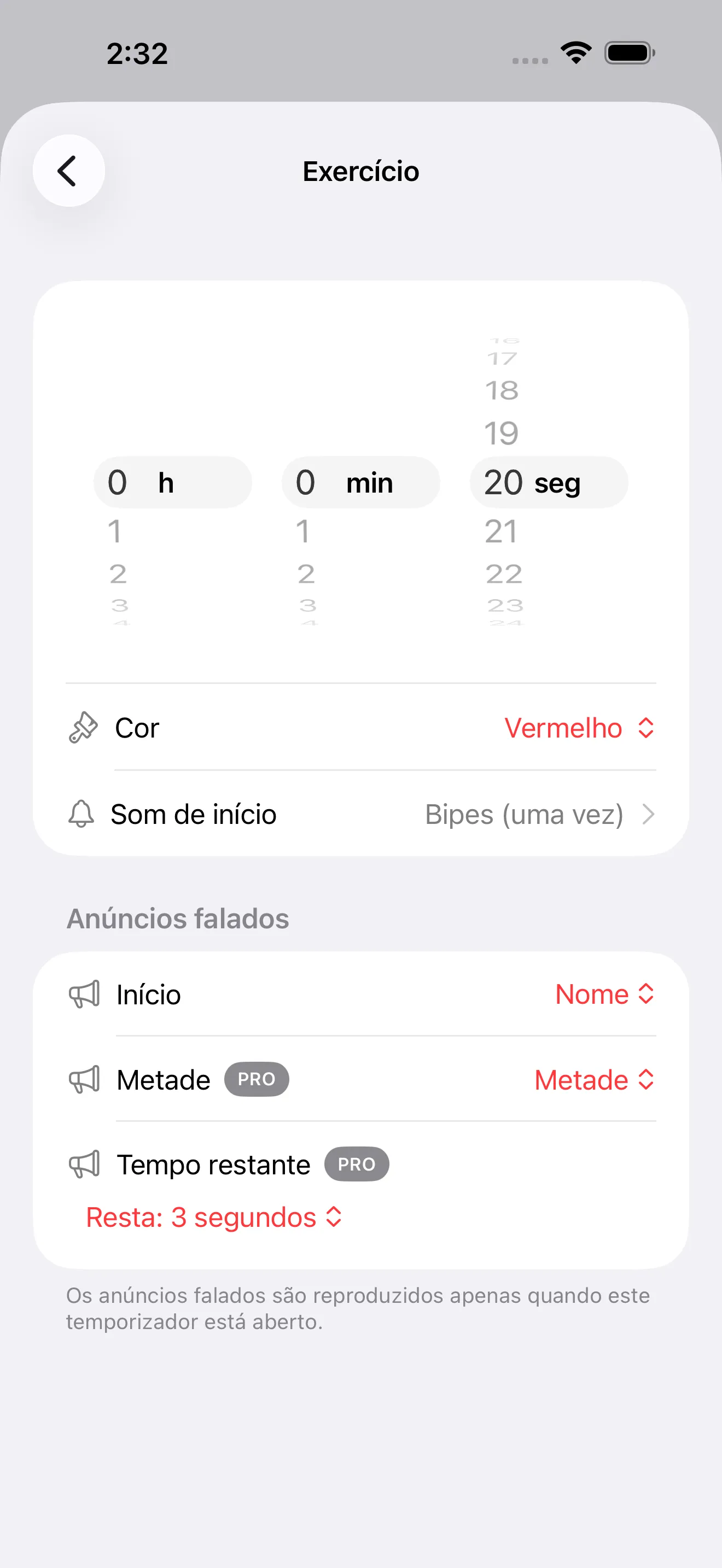 Tabata timer editor for work segments