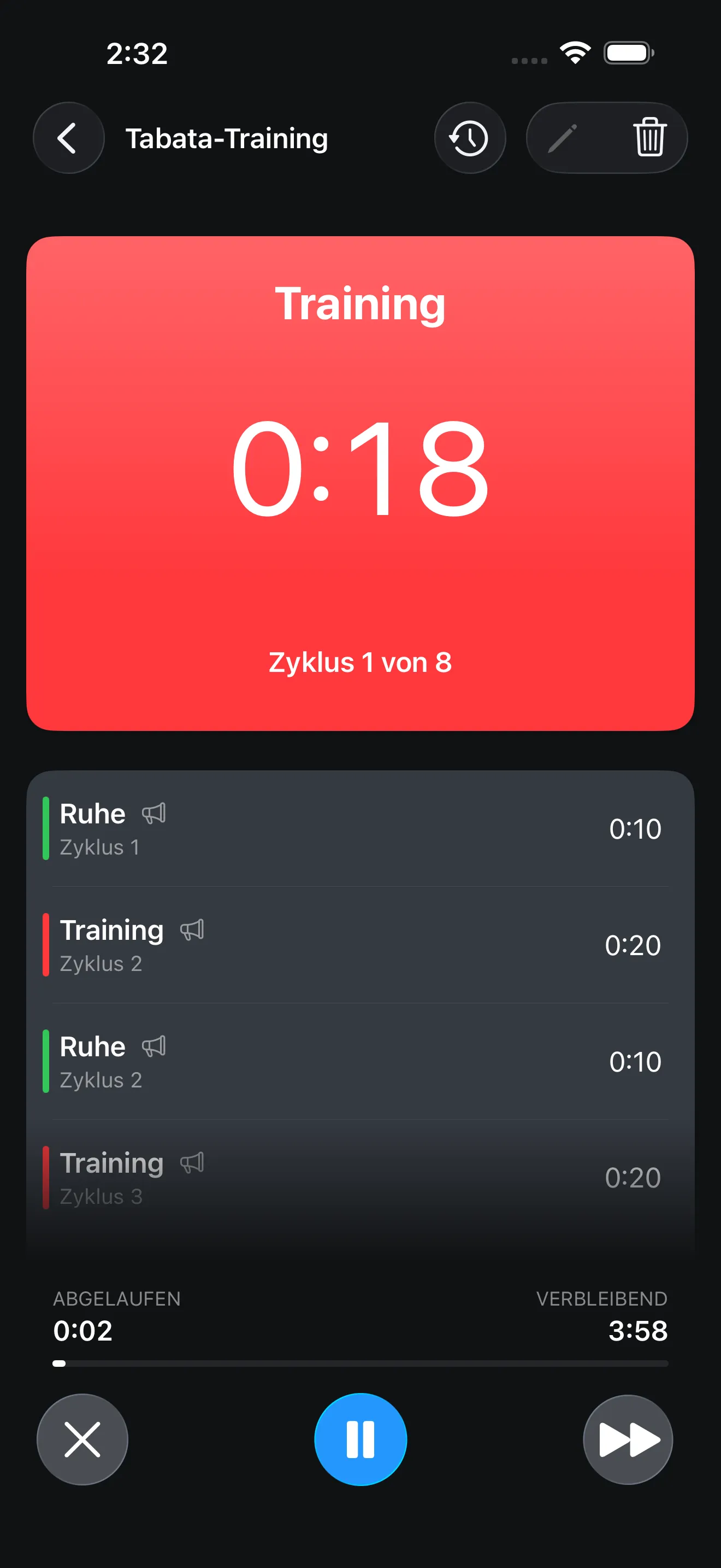 CrossFit Tabata timer running