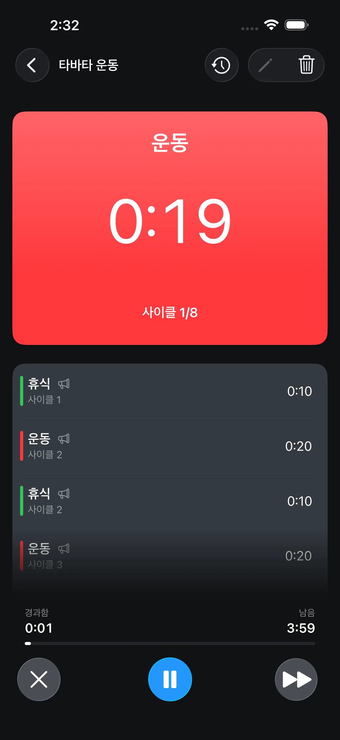CrossFit Tabata timer running