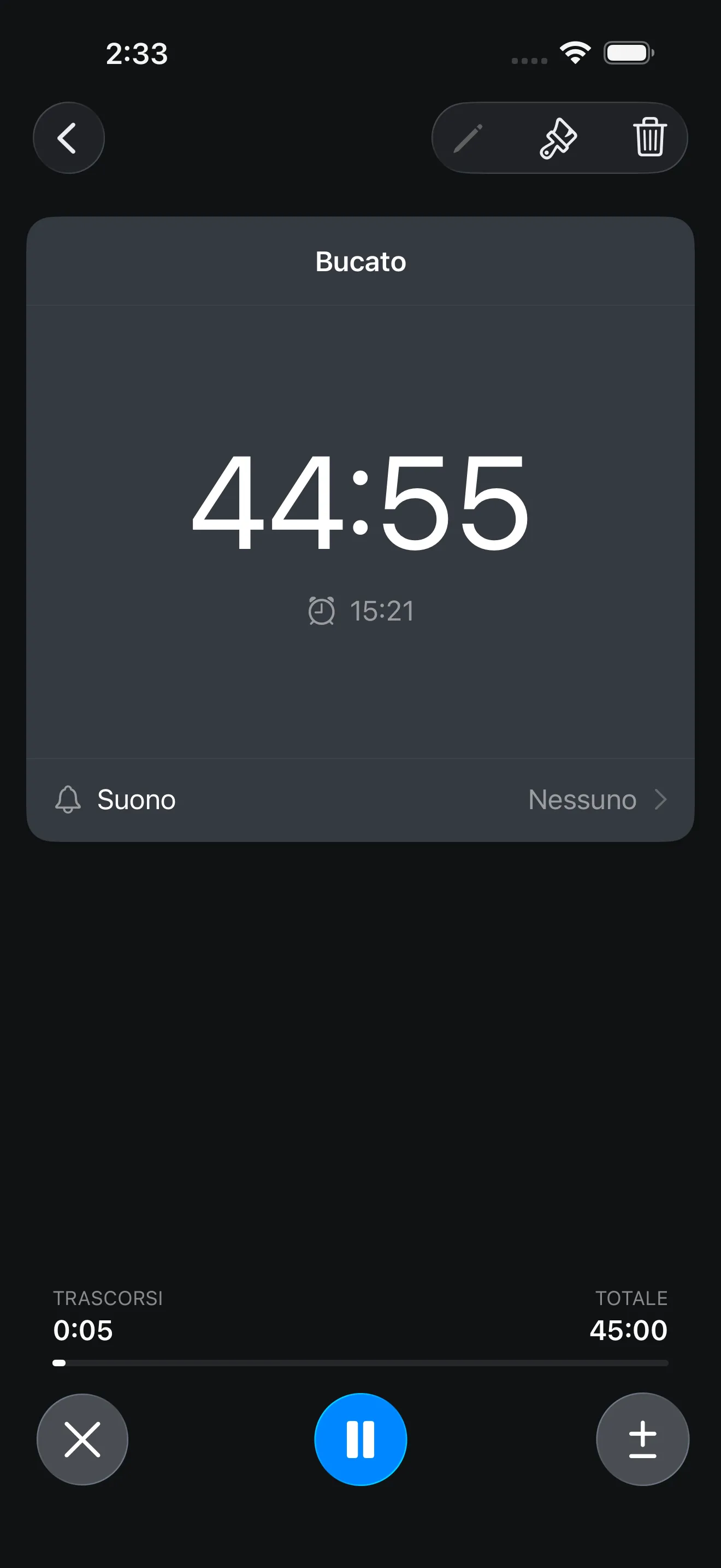 Countdown timer running with large time display