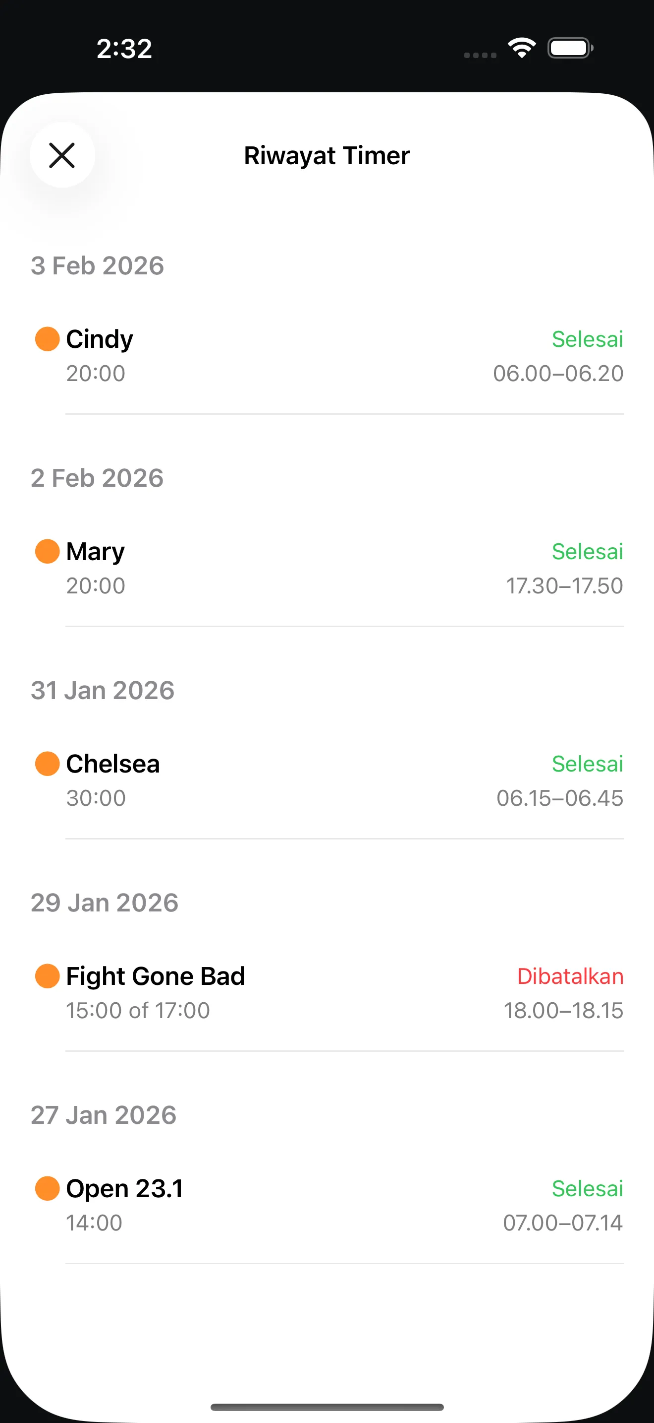 CrossFit AMRAP session history