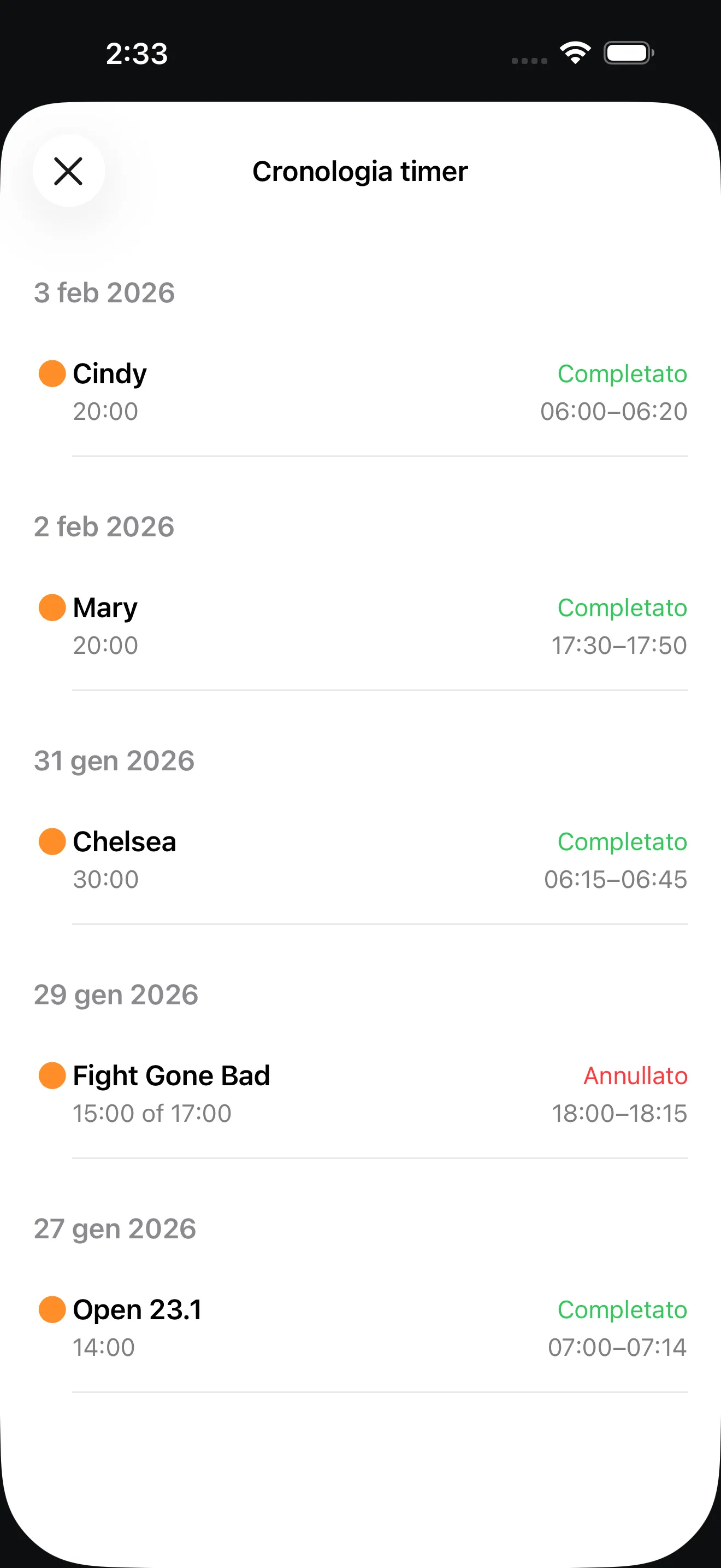 Schermata dell’app Timer+