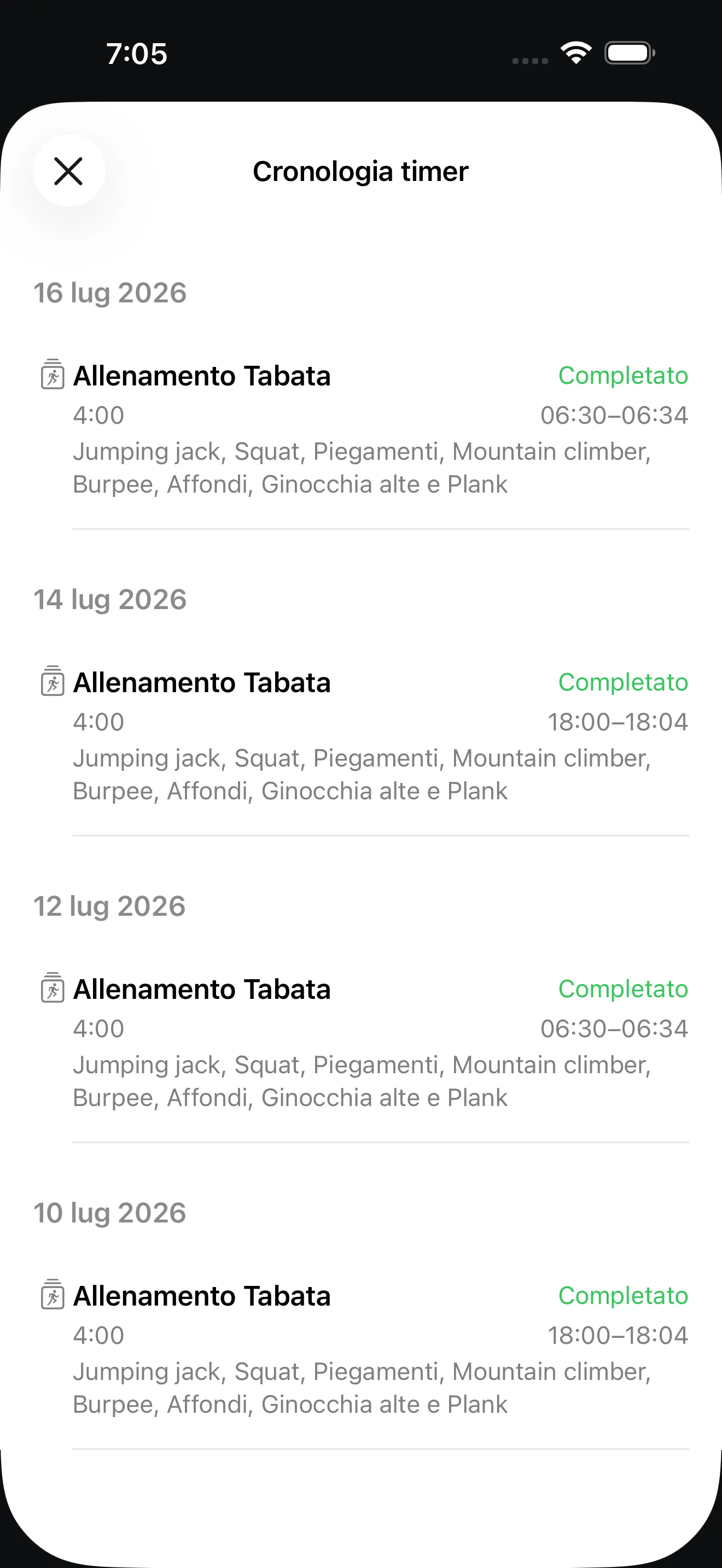 Schermata dell’app Timer+