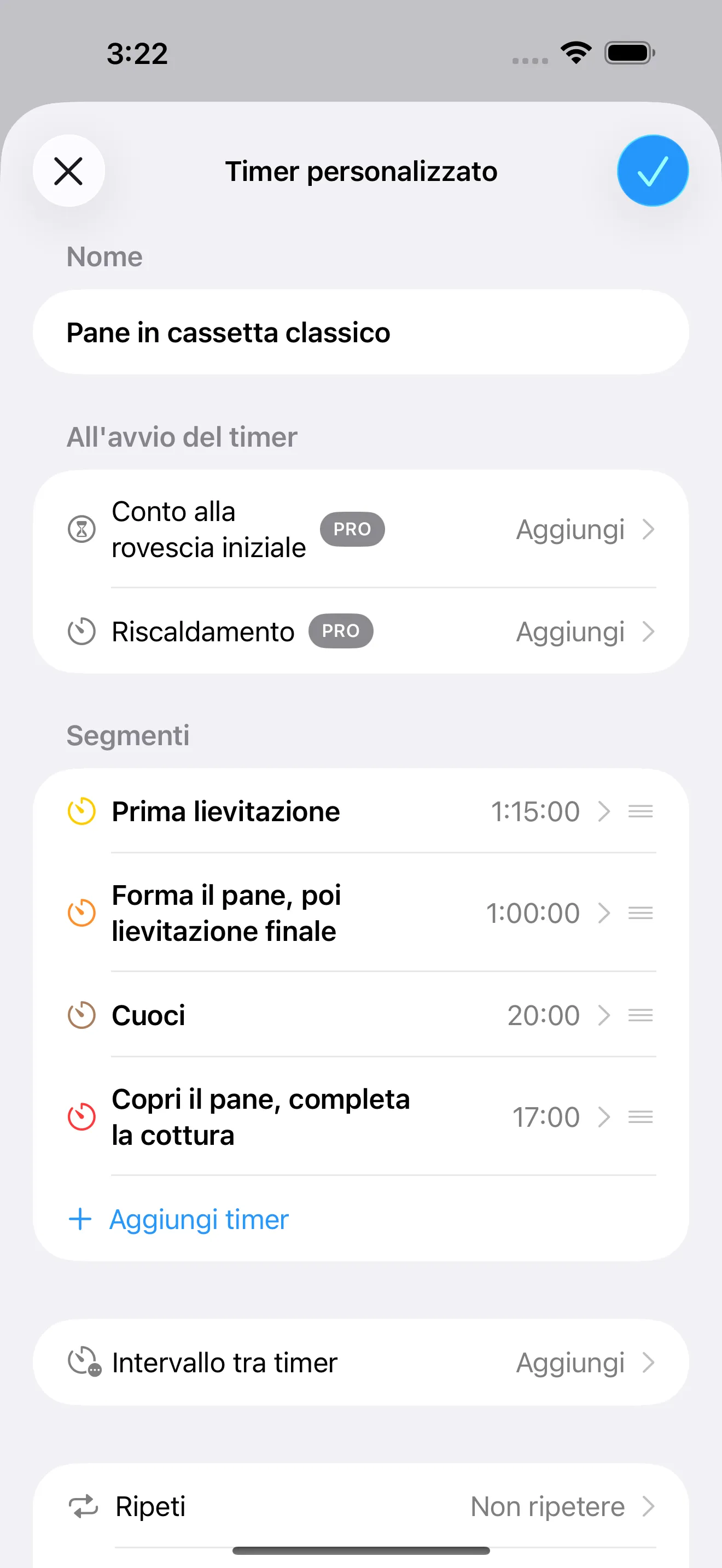 Schermata dell’app Timer+