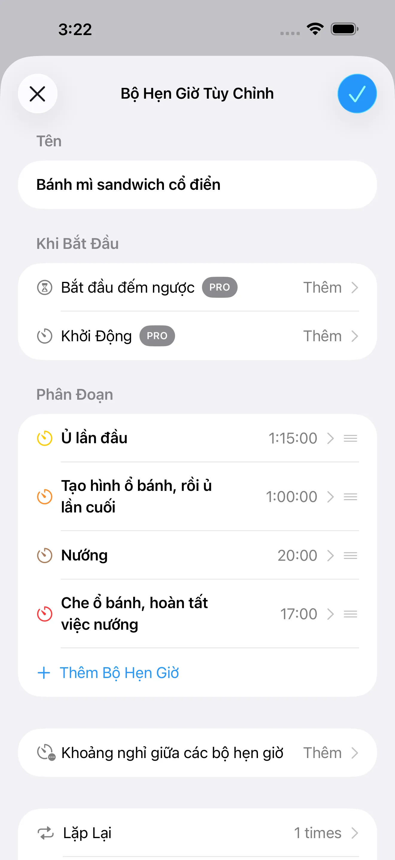 Màn hình ứng dụng Timer+
