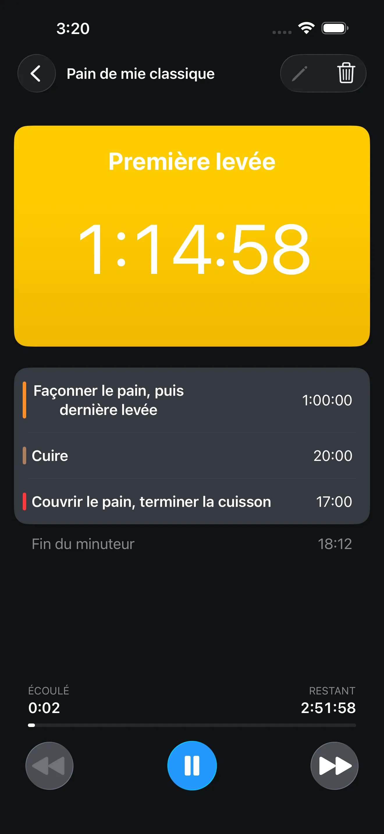 Écran de l’app Minuteur+
