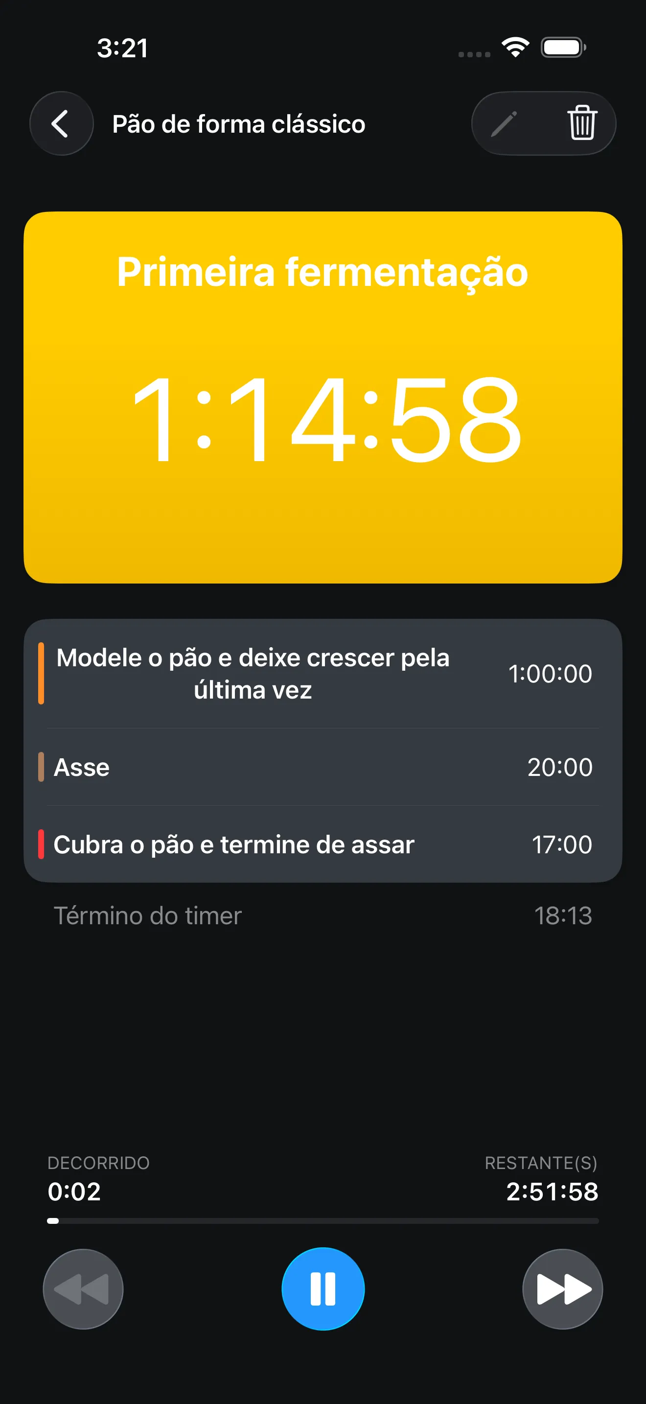Tela do app Timer+