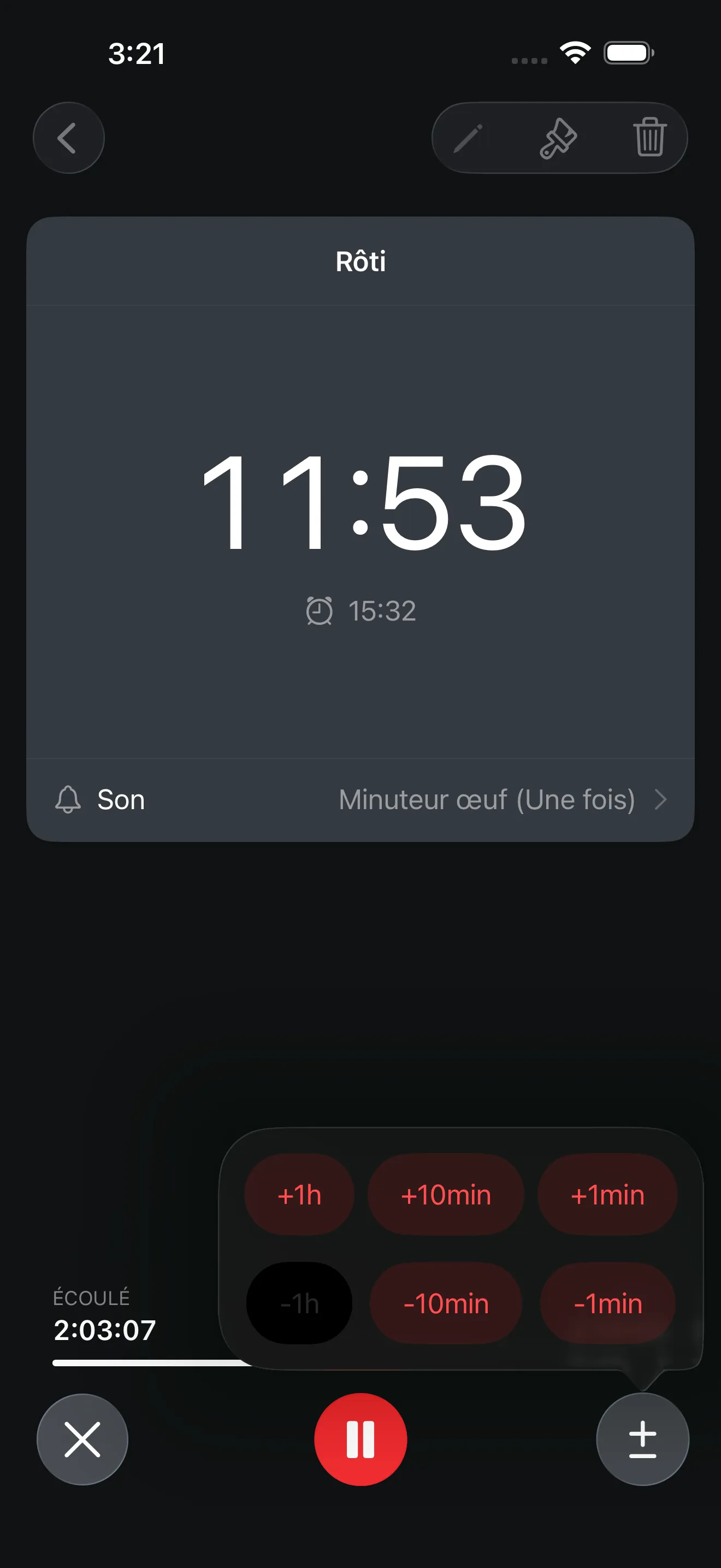 Écran de l’app Minuteur+