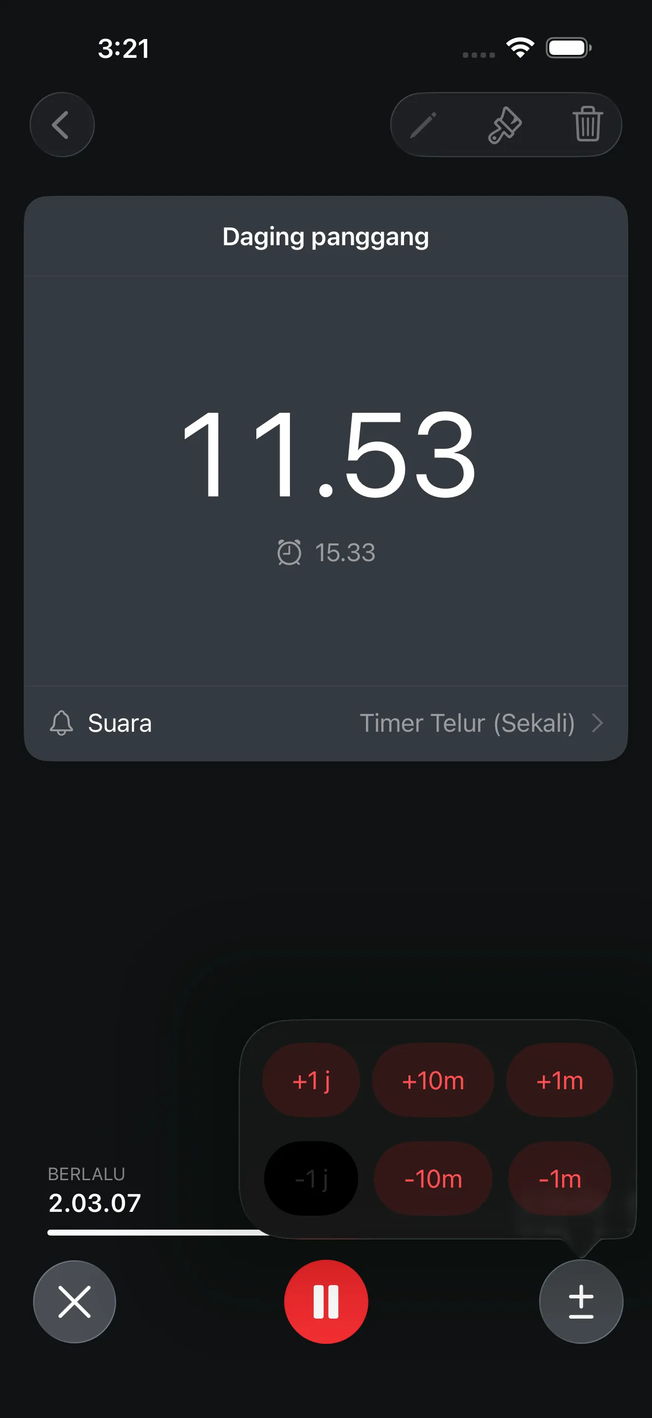 Layar aplikasi Timer+
