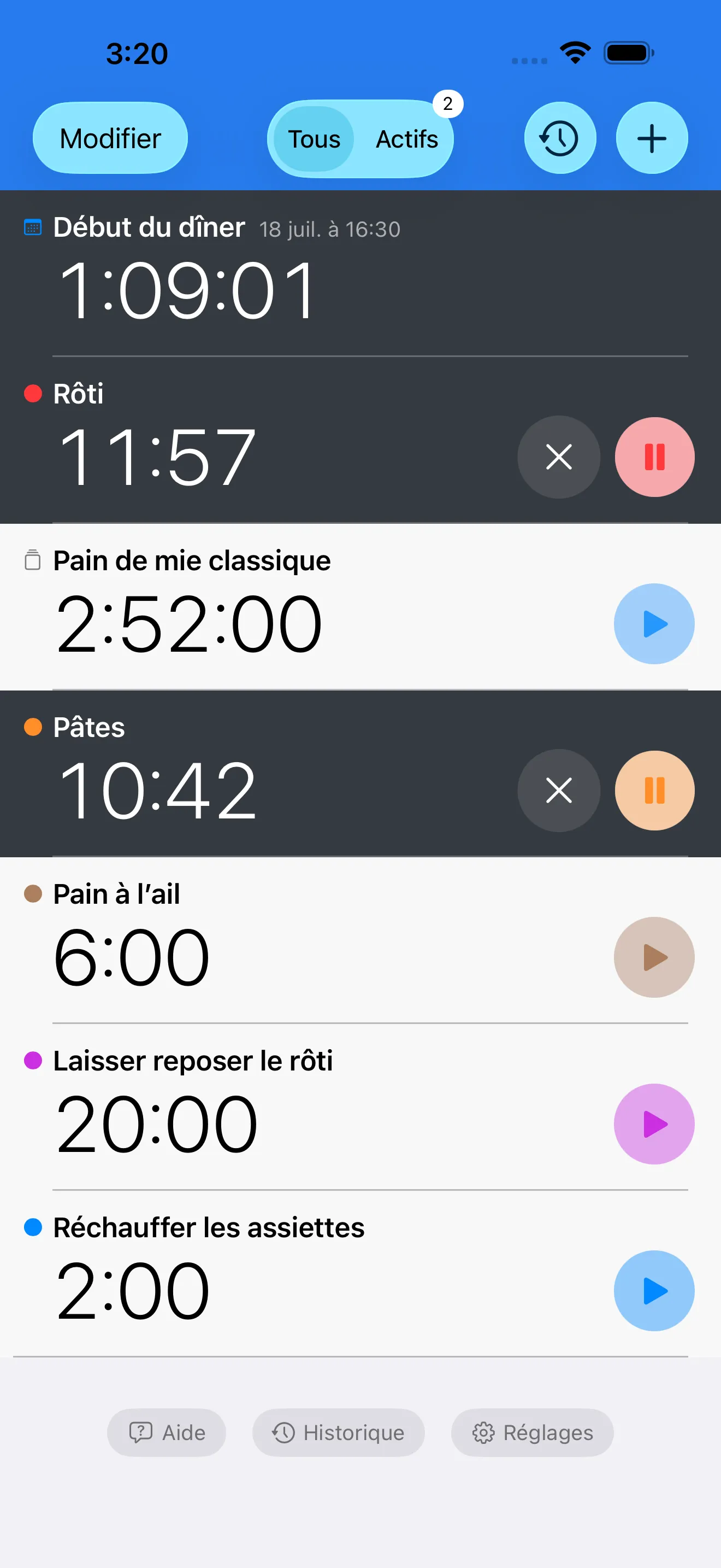 Écran de l’app Minuteur+