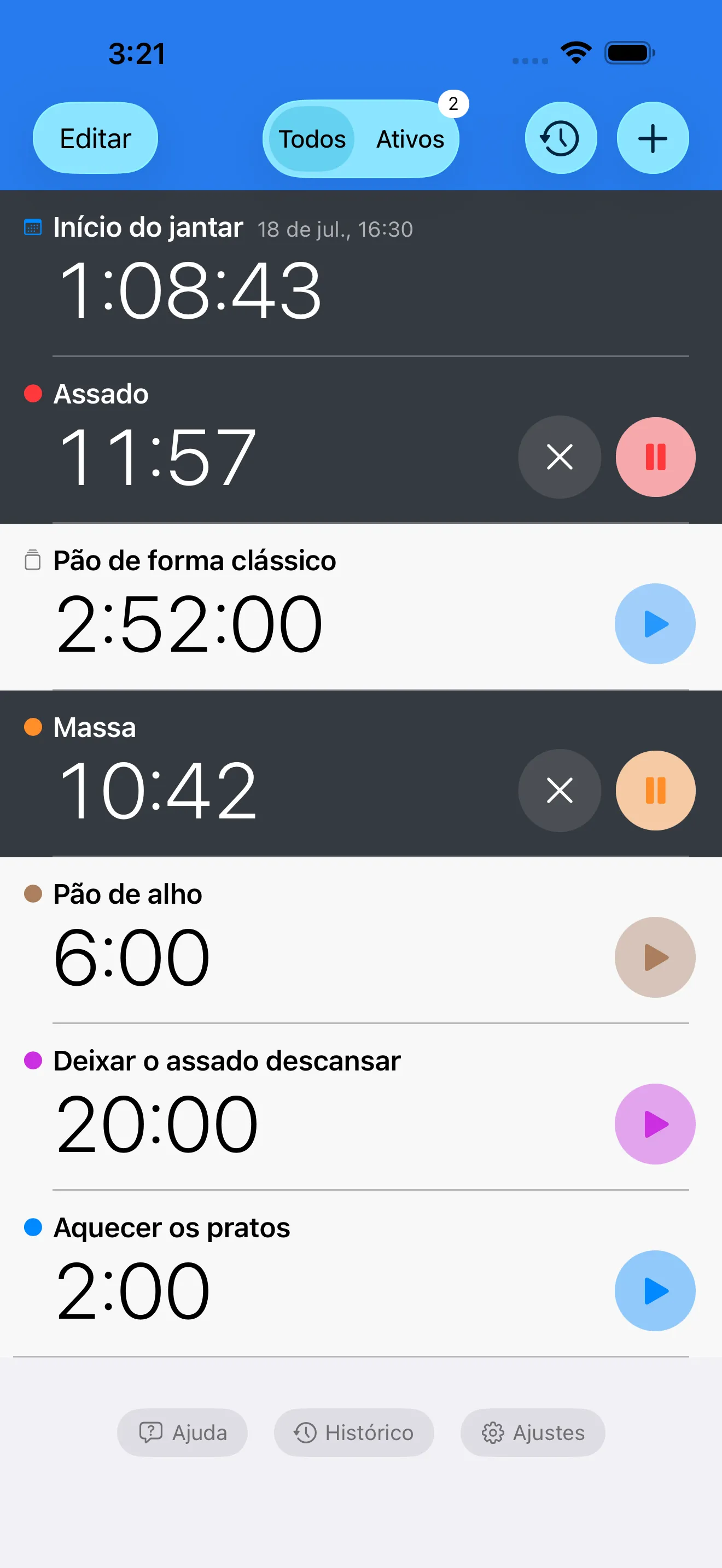 Tela do app Timer+