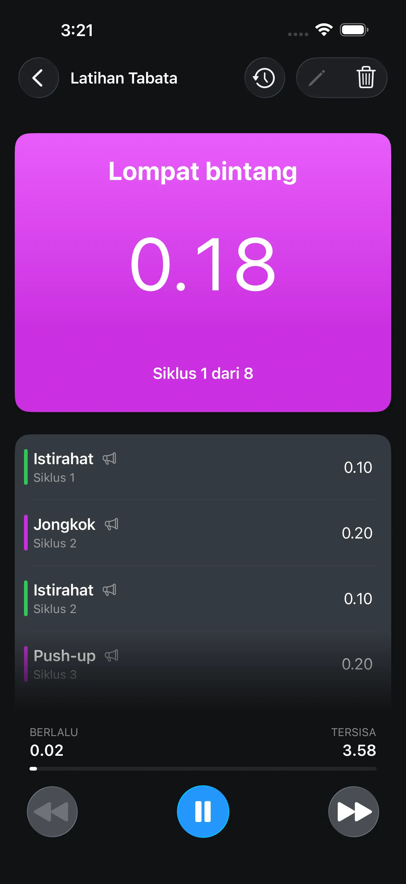 Layar aplikasi Timer+