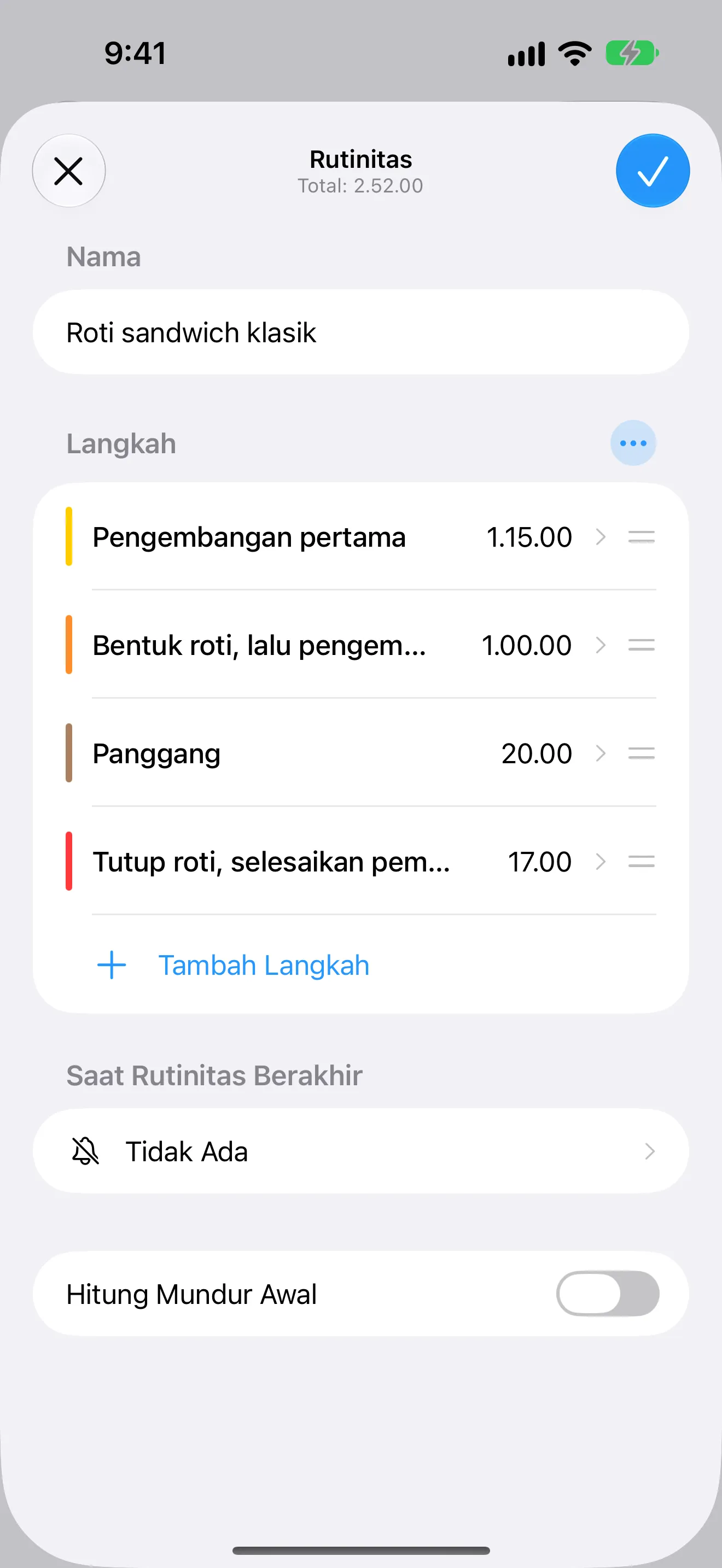 Layar aplikasi Timer+