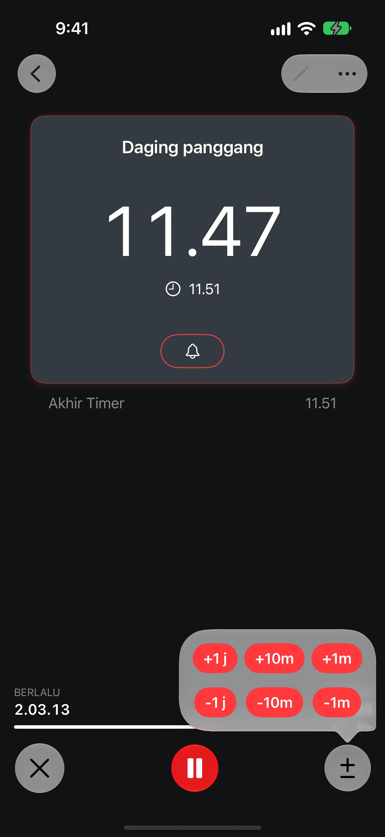 Layar aplikasi Timer+