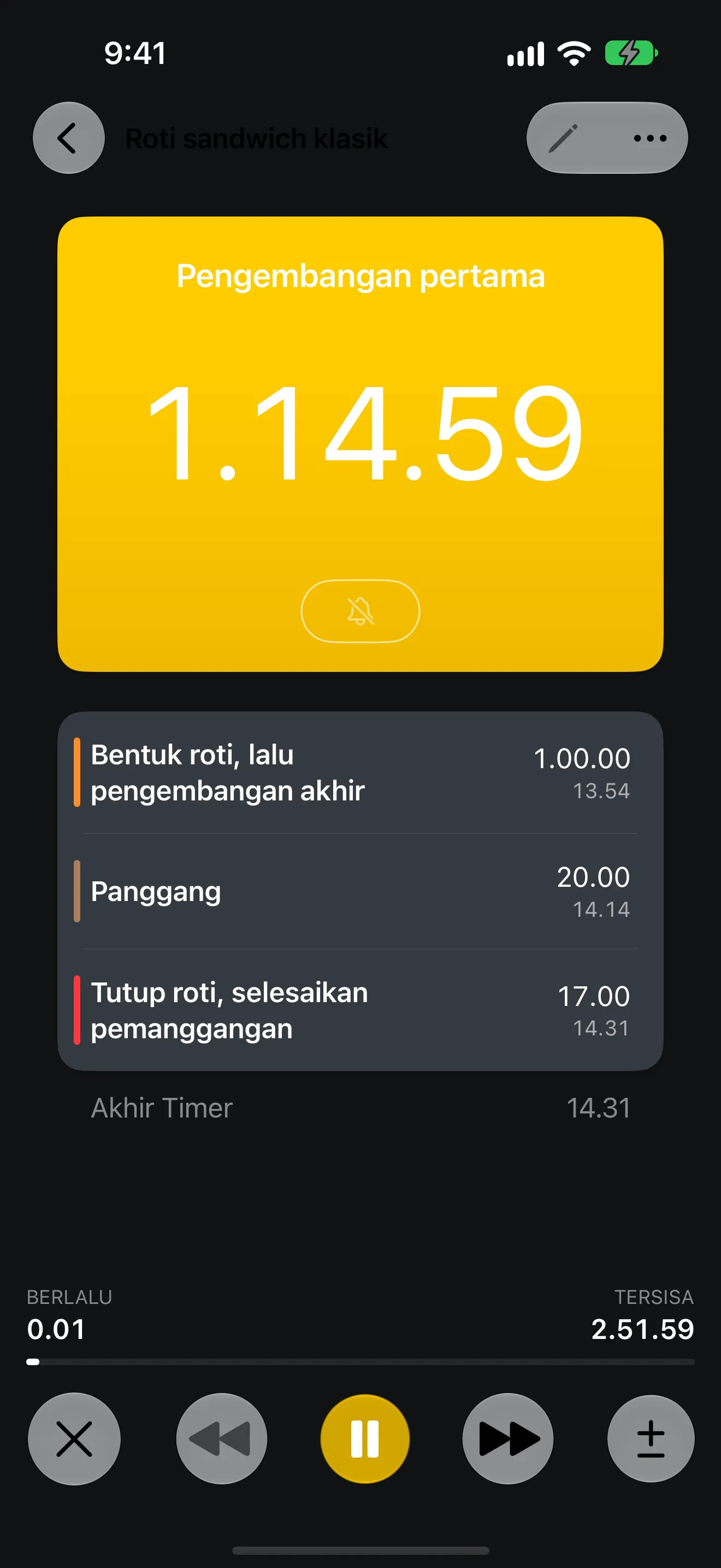 Layar aplikasi Timer+