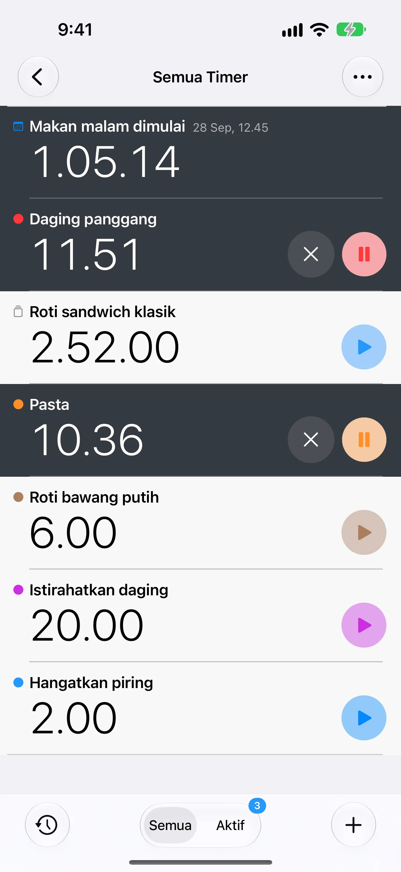 Layar aplikasi Timer+