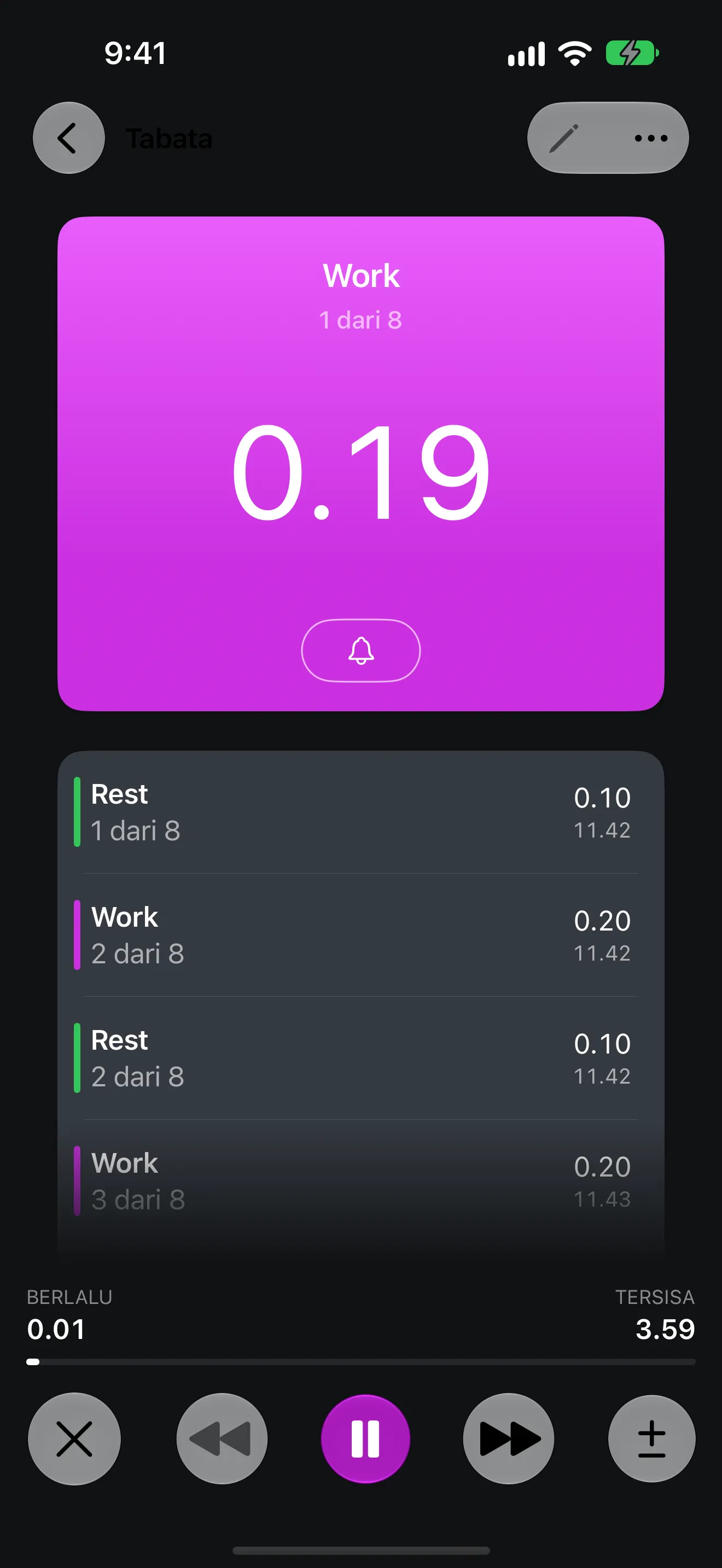 Layar aplikasi Timer+