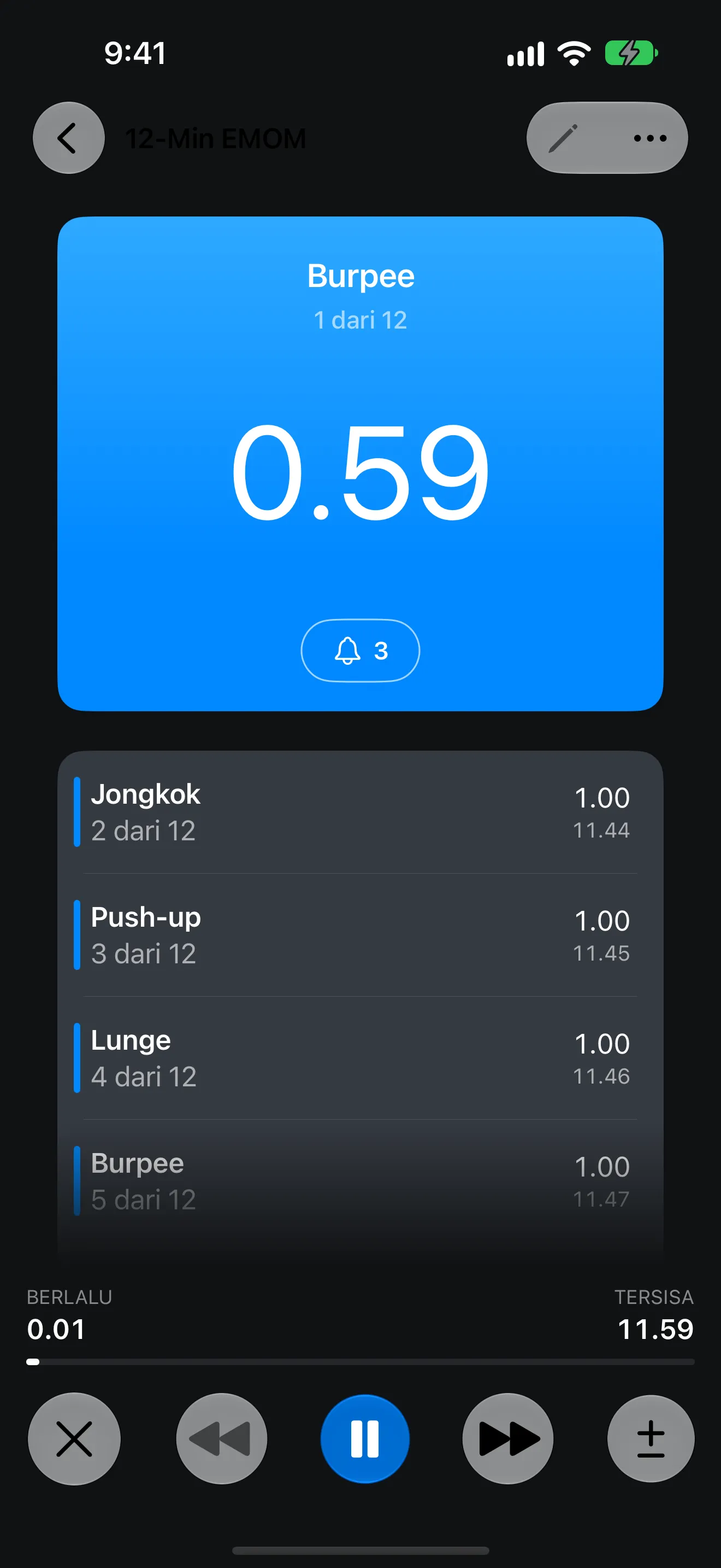 Layar aplikasi Timer+