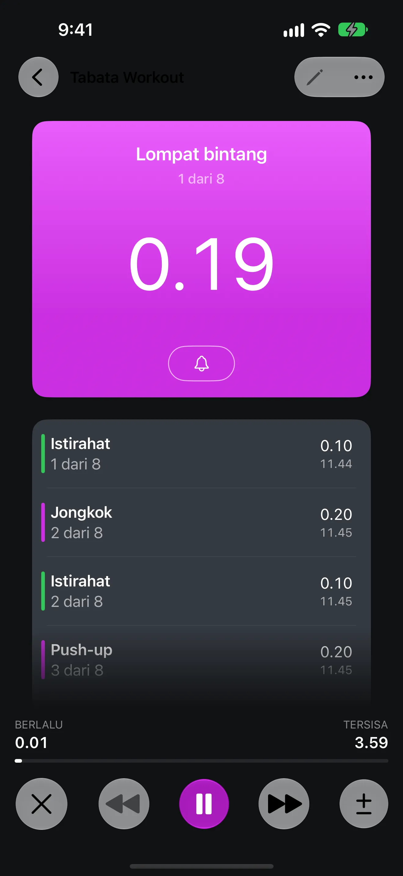 Layar aplikasi Timer+