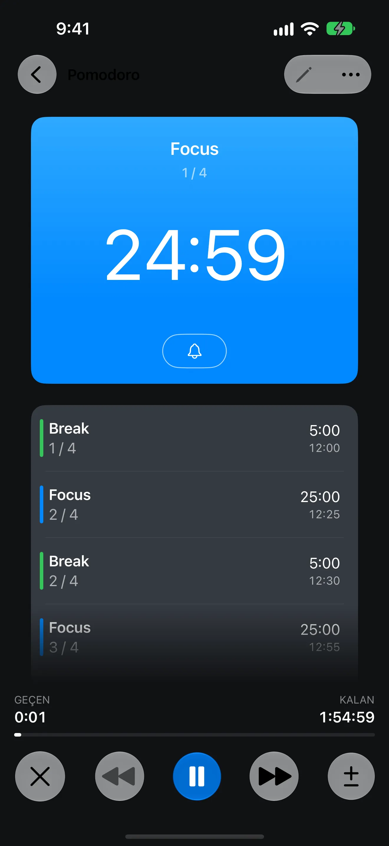 Timer+ uygulama ekranı