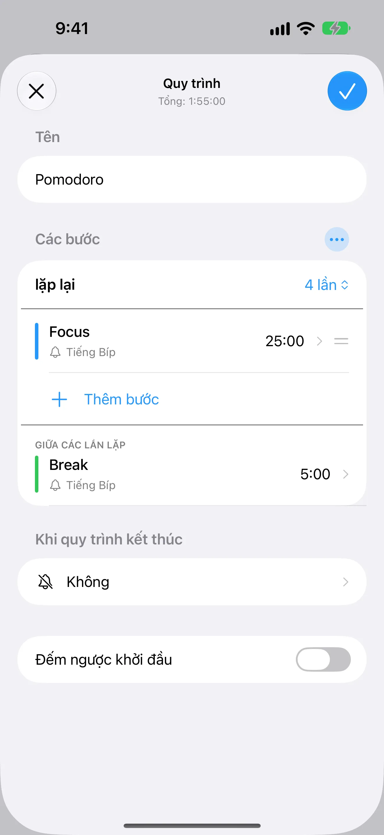 Màn hình ứng dụng Timer+