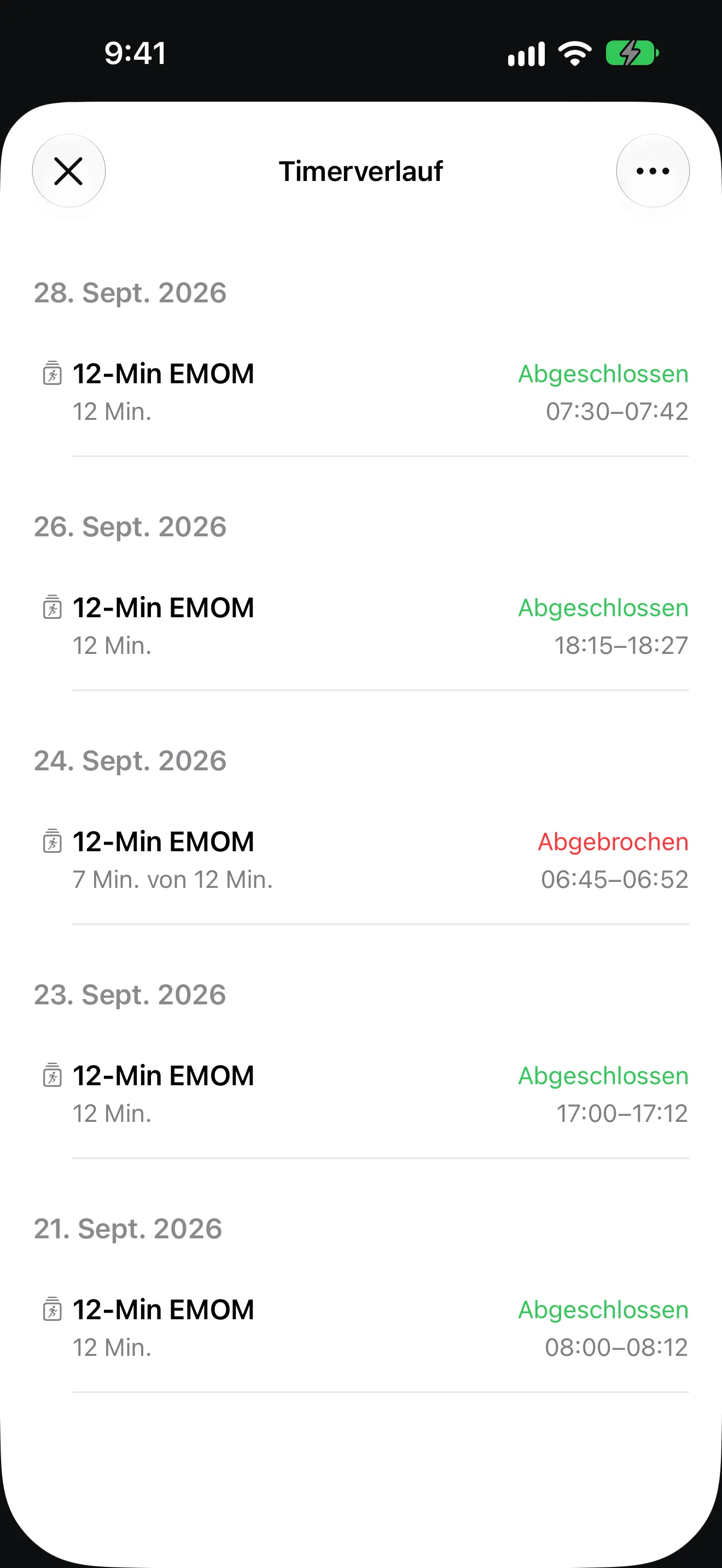 Timer+-App-Bildschirm