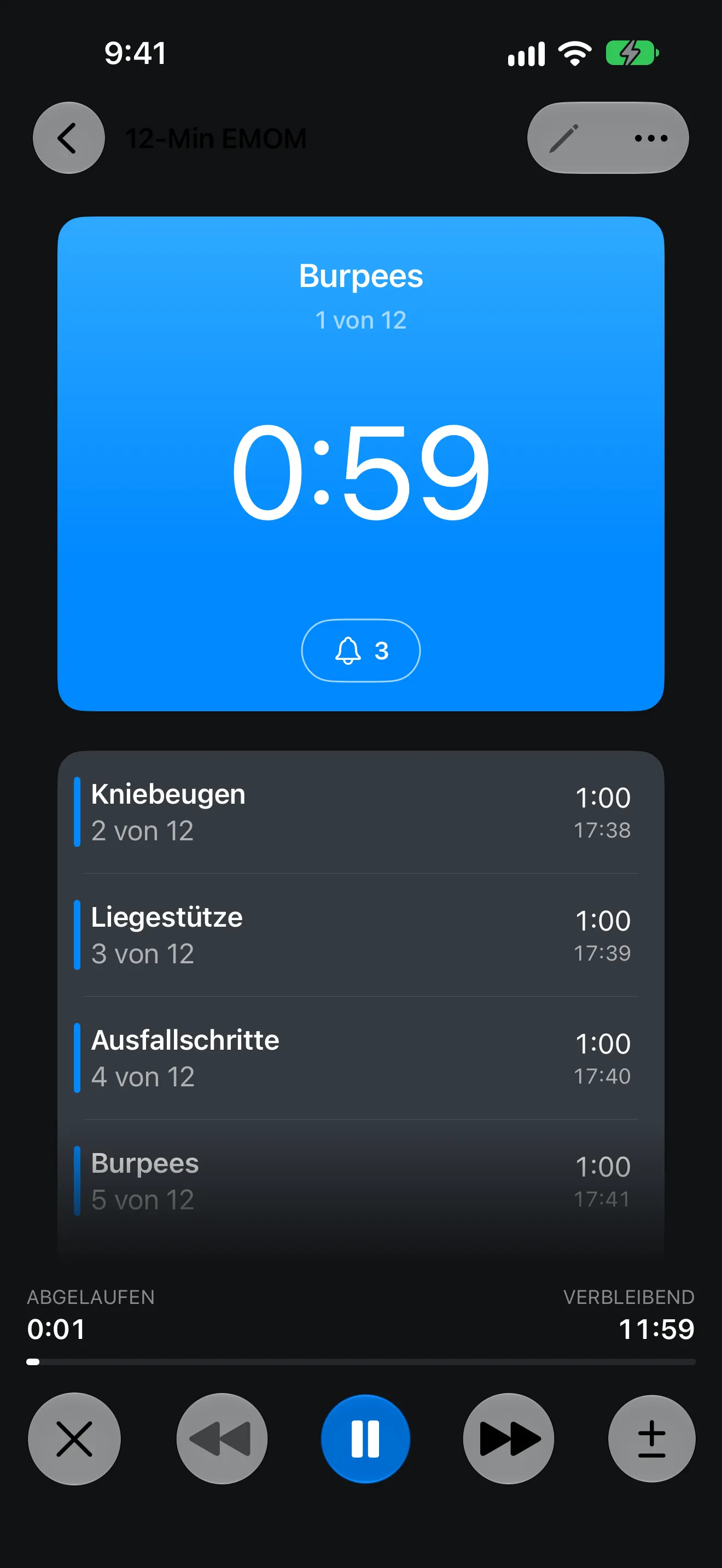 Timer+-App-Bildschirm