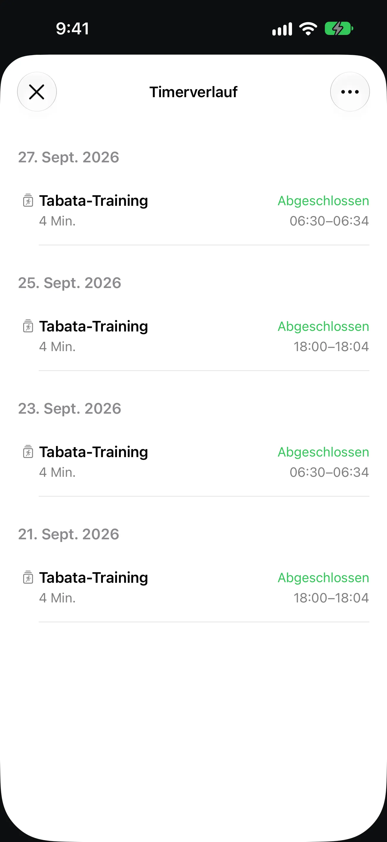 Timer+-App-Bildschirm