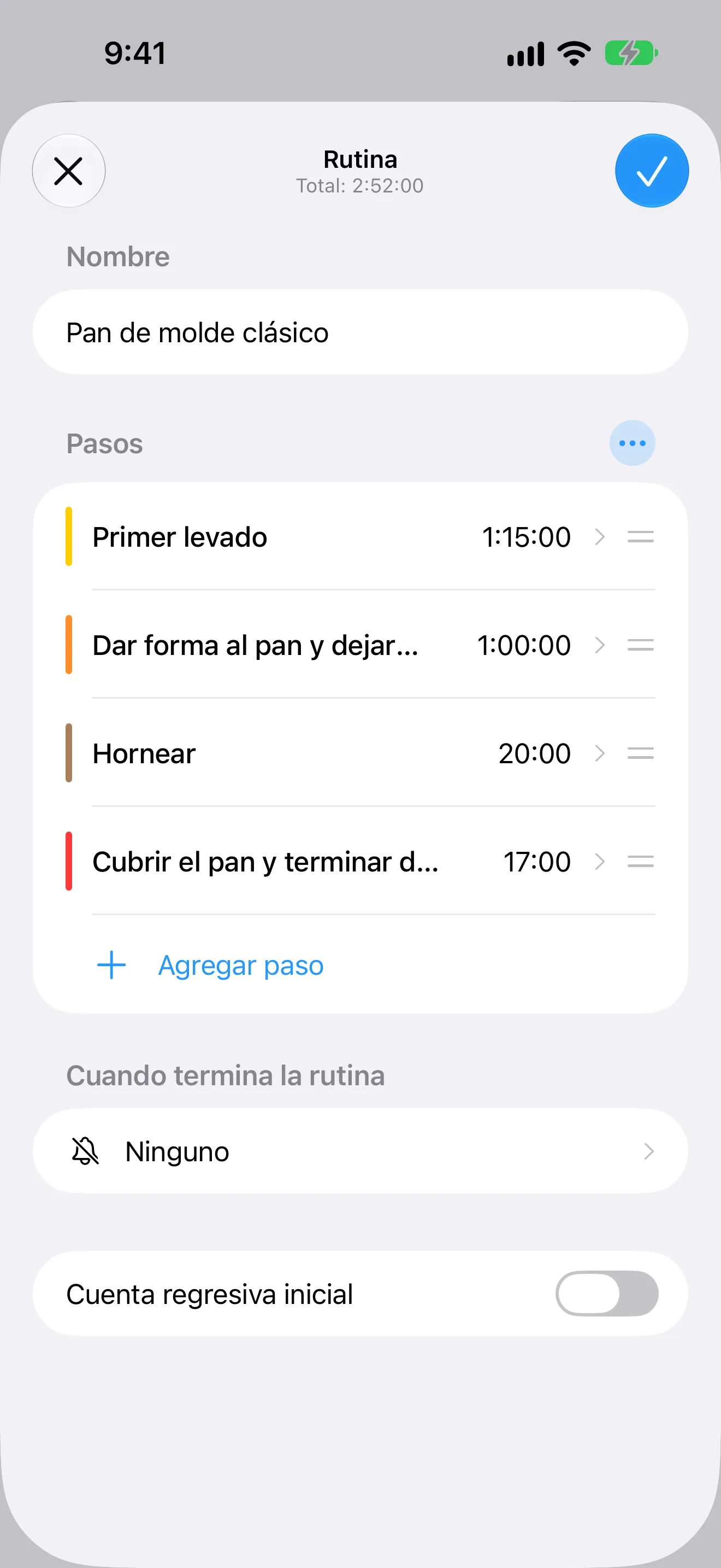 Pantalla de la app Temporizador+