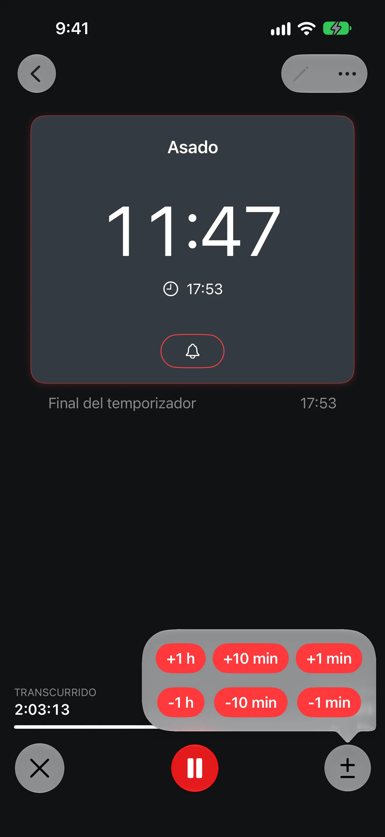 Pantalla de la app Temporizador+