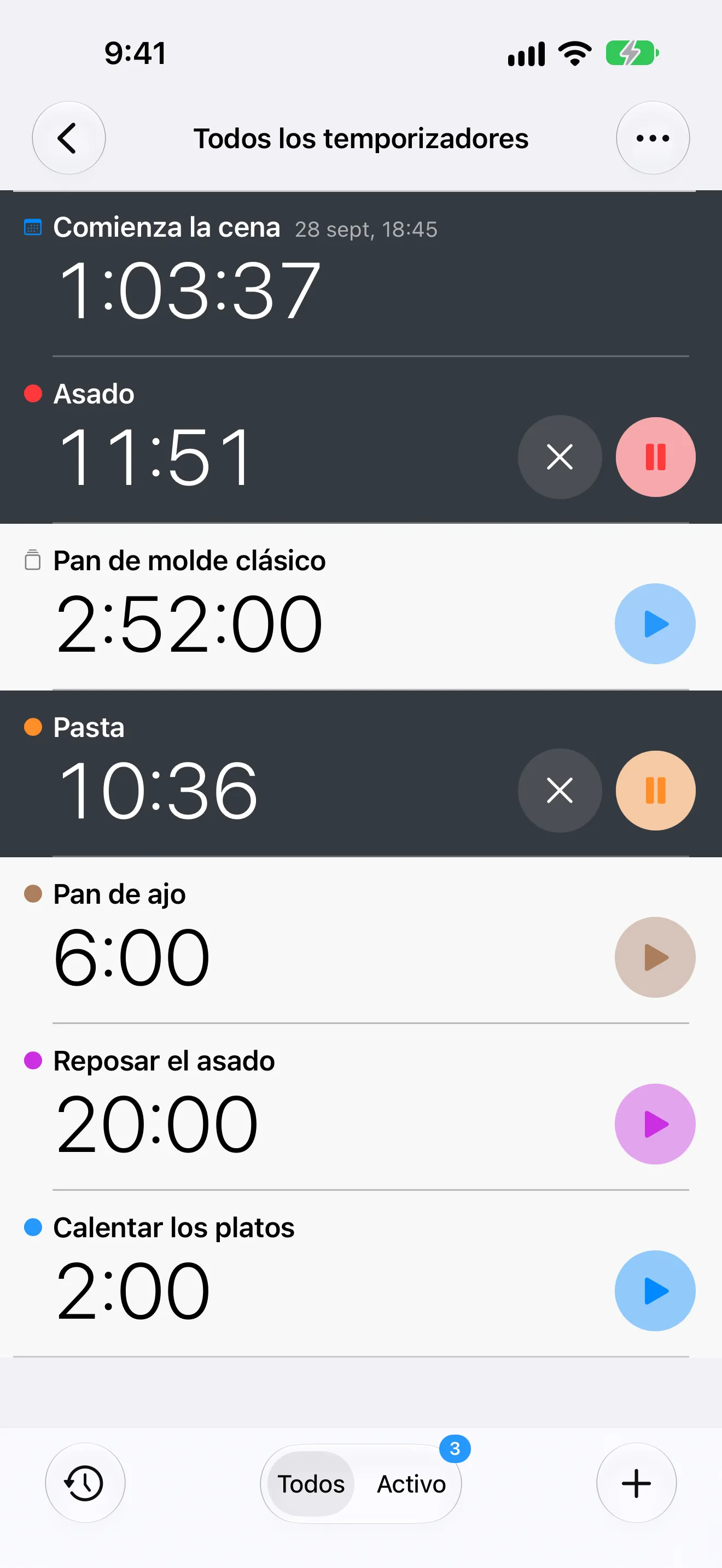 Pantalla de la app Temporizador+