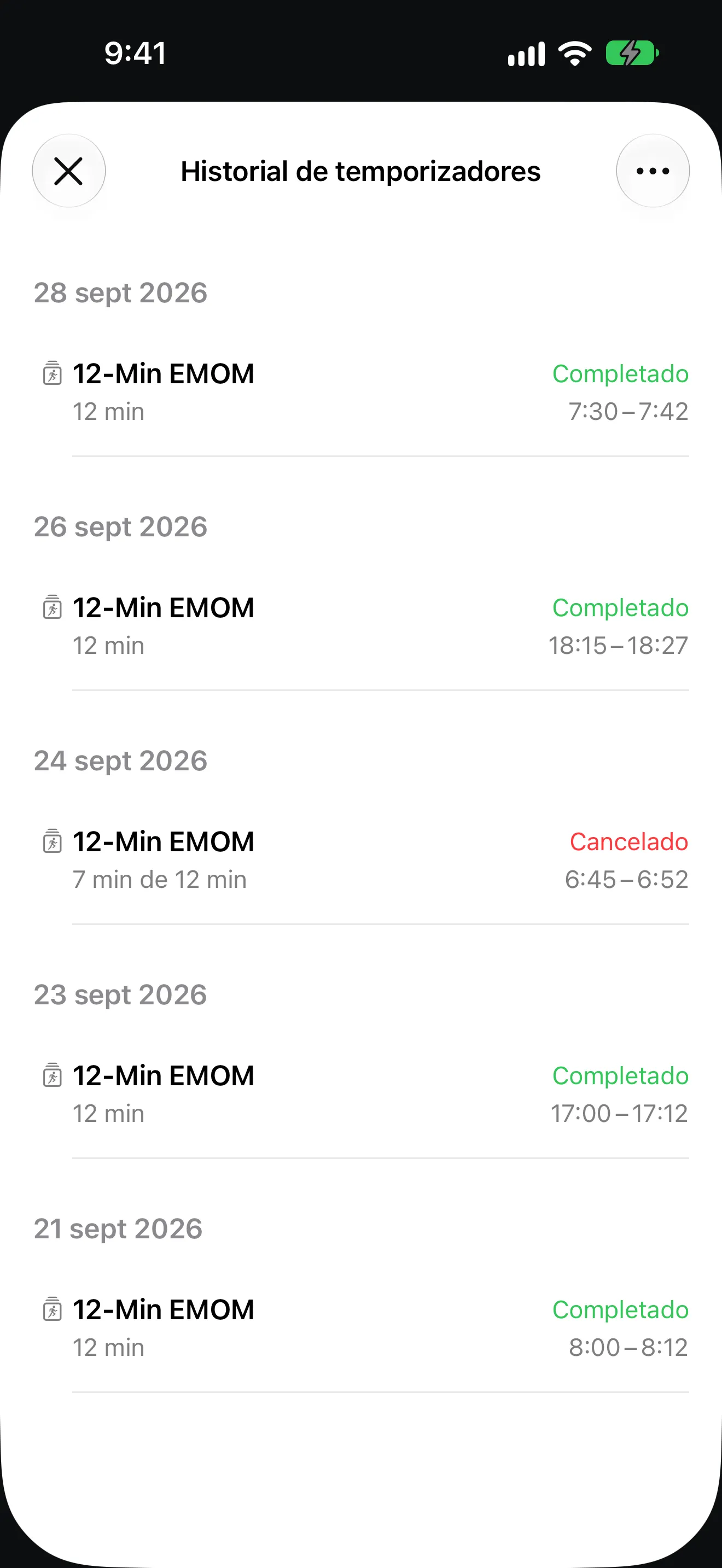 Pantalla de la app Temporizador+