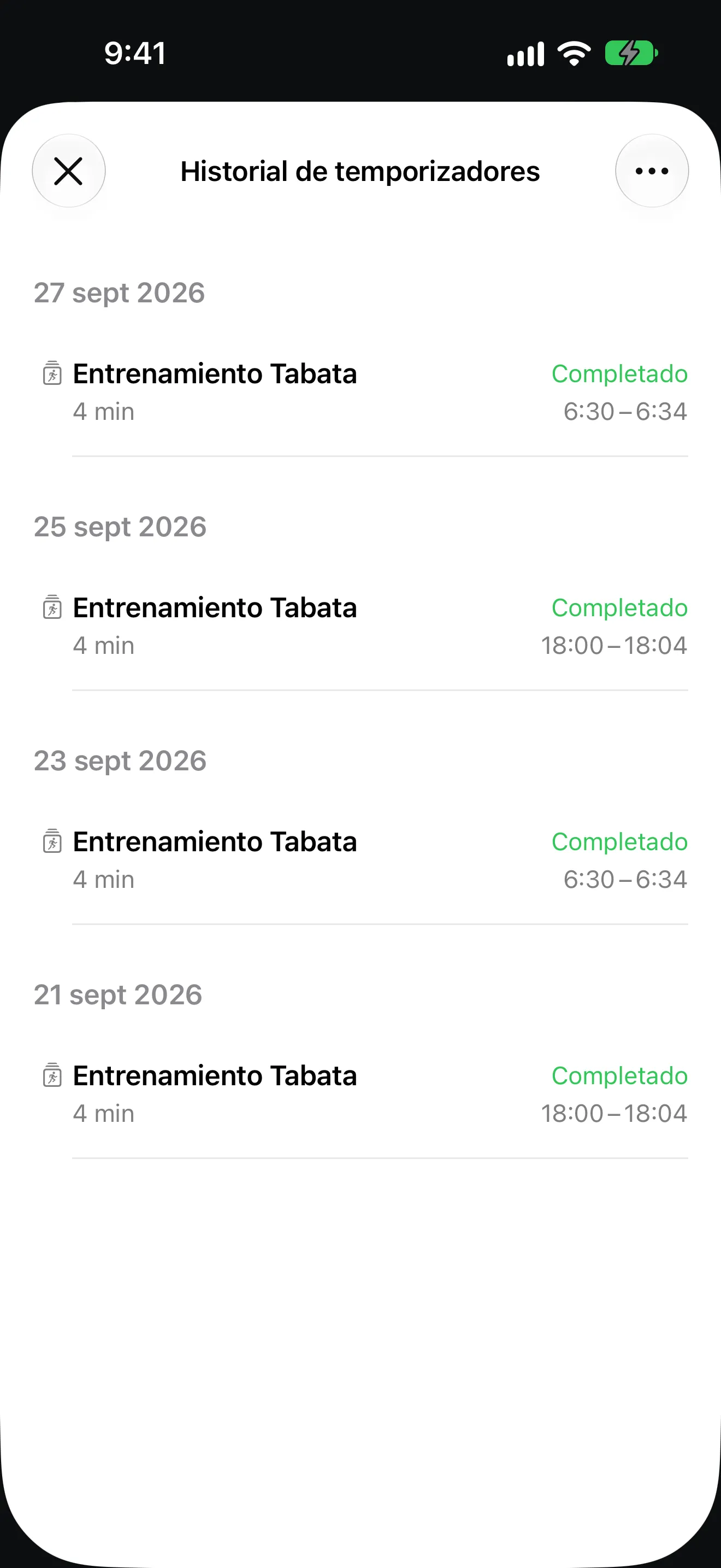 Pantalla de la app Temporizador+