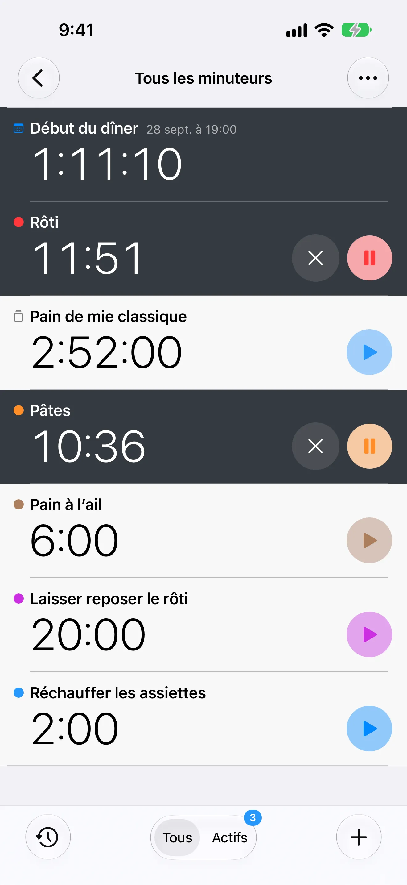Écran de l’app Minuteur+